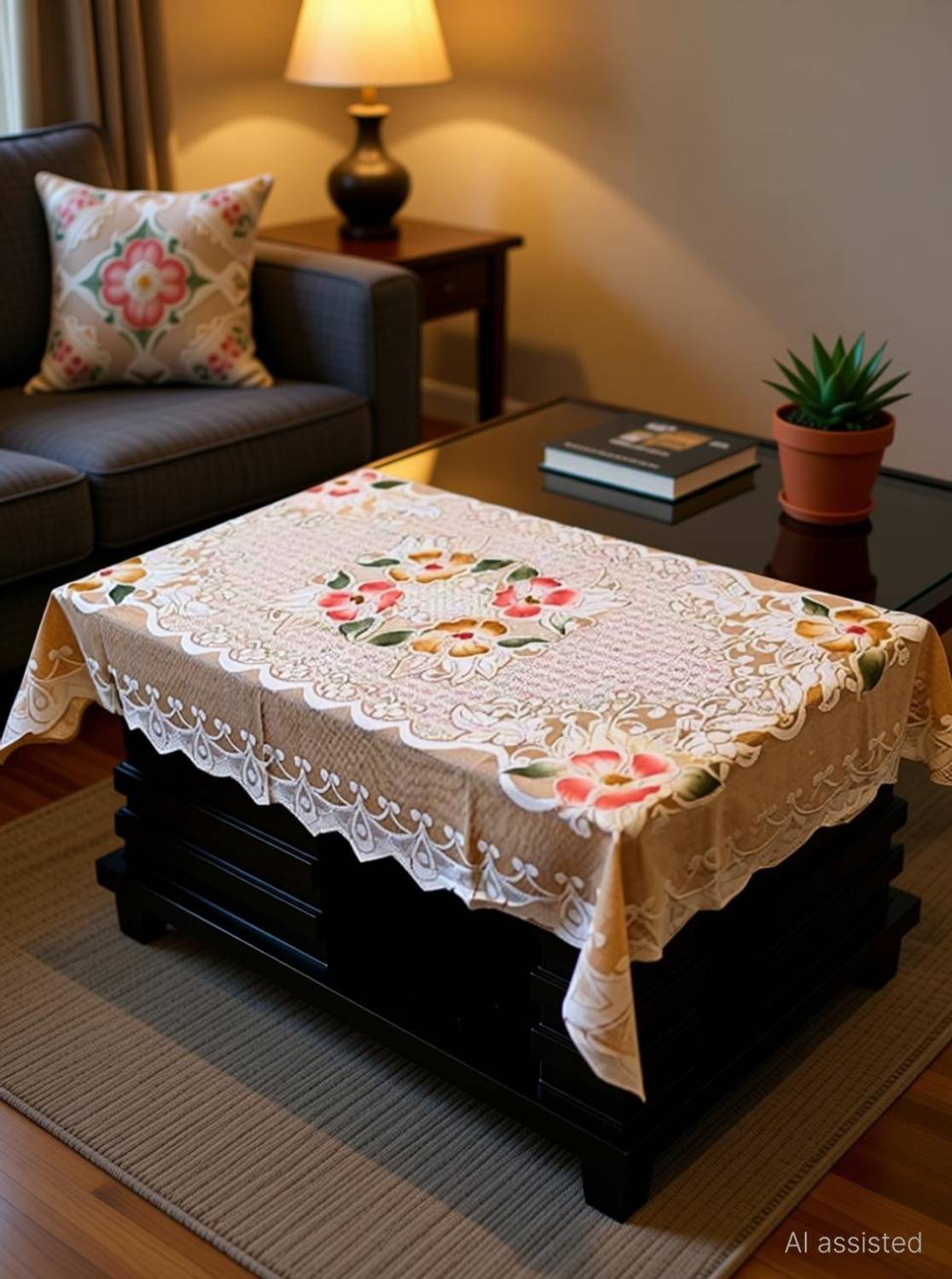 ABN Furnishing Cotton 2 Seater Floral Table Cover