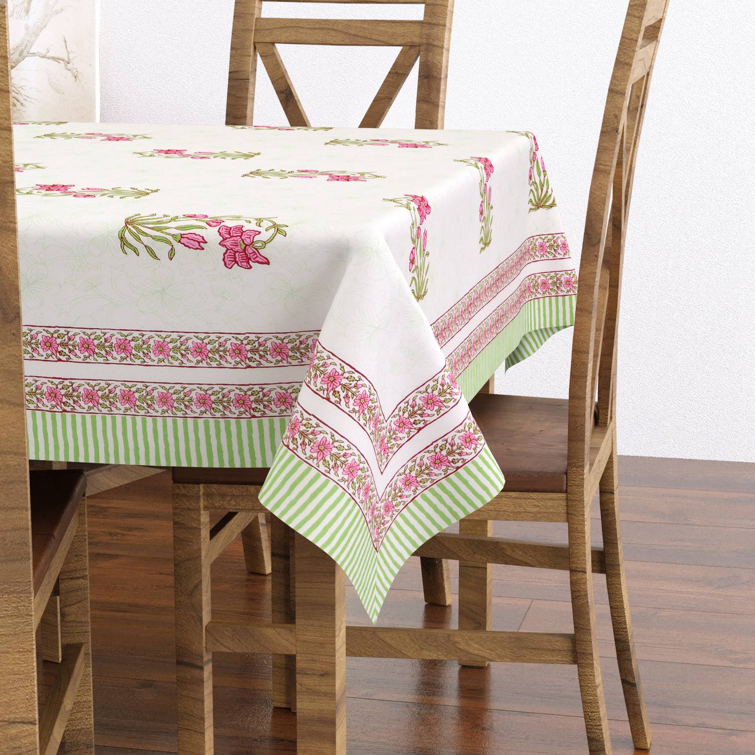 Blocks Of India Cotton 6 Seater Floral Table Cover
