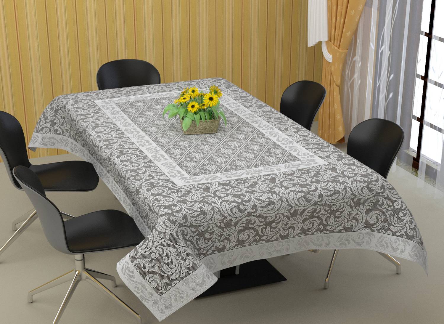 Bigger fish Cotton 6 Seater Printed Table Cover