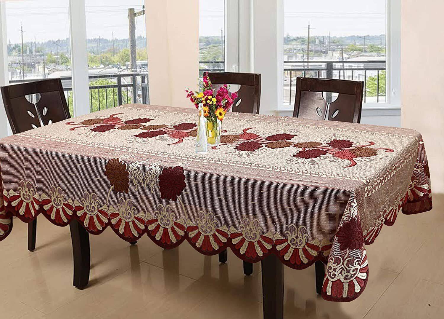 AG Creations Plastic, Polyester 4 Seater Floral Table Cover