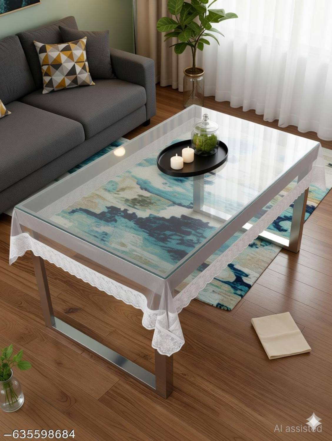 AASHI TRADERS Plastic 4 Seater Floral Table Cover