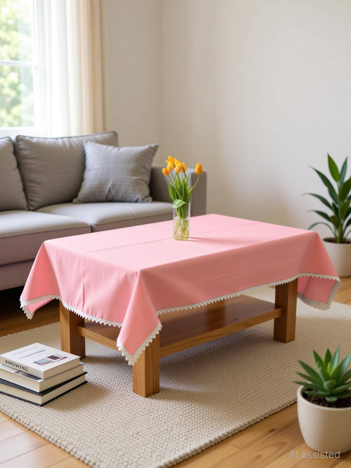 BIRDWING Cotton 4 Seater Solid Table Cover