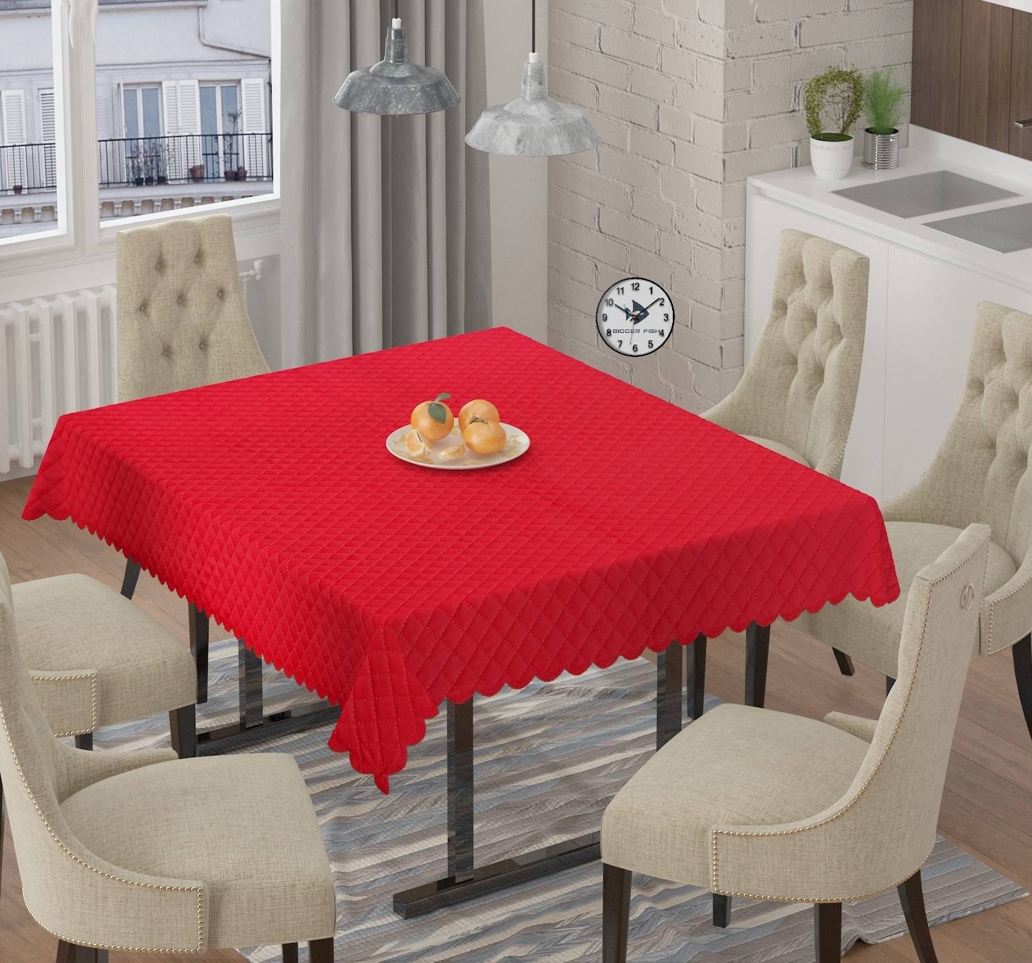 Bigger fish Velvet 6 Seater Checkered Table Cover
