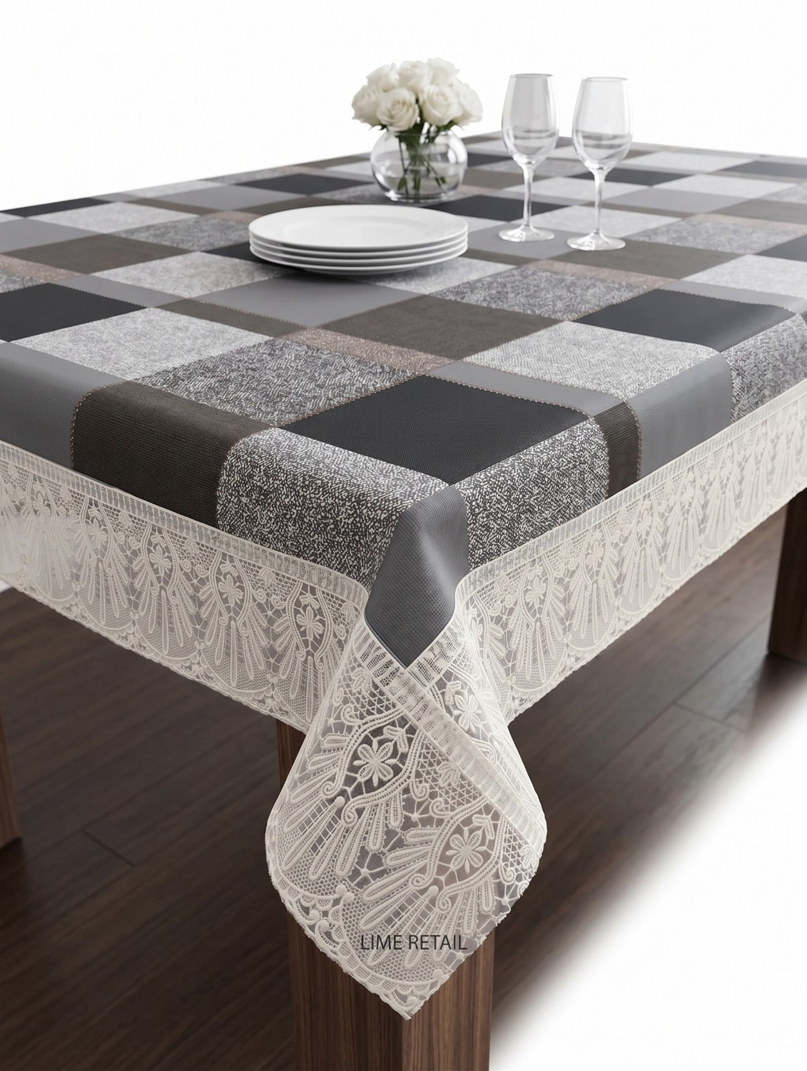 Image of lime retail PVC 6 Seater Geometric Table Cover (Multicolor)