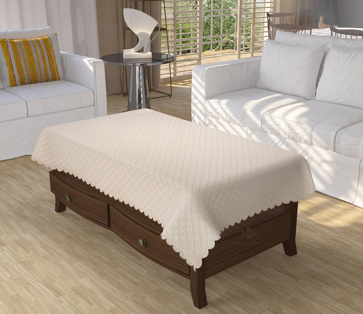 Bigger fish Velvet 4 Seater Checkered Table Cover