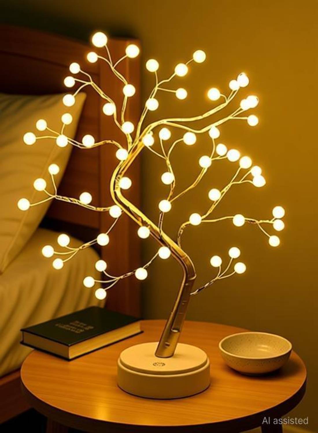 Newness 36 LEDs Shimmer Pearl Tree Desk Lamp with Touch Sensor, U