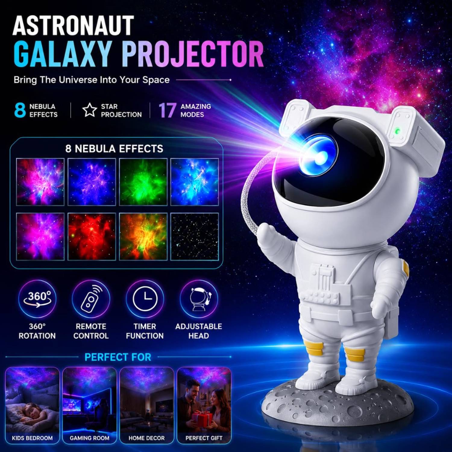 Astronaut Galaxy Projector Night Lamp - Image 4