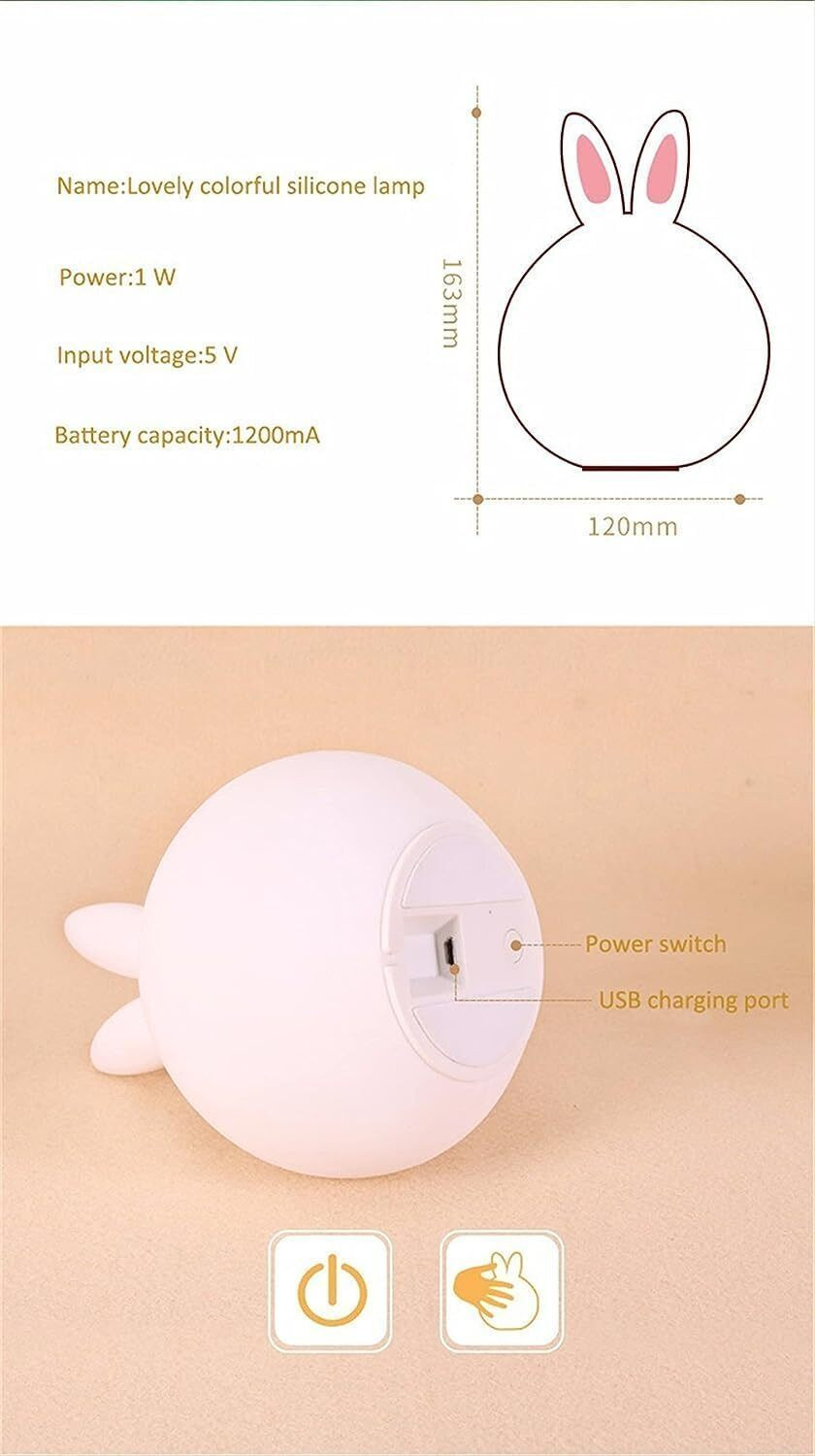 Image of Sarang Night Lamp For Kids,Silicone Cute Little Rabbit LED Table Lamp Night Lamp