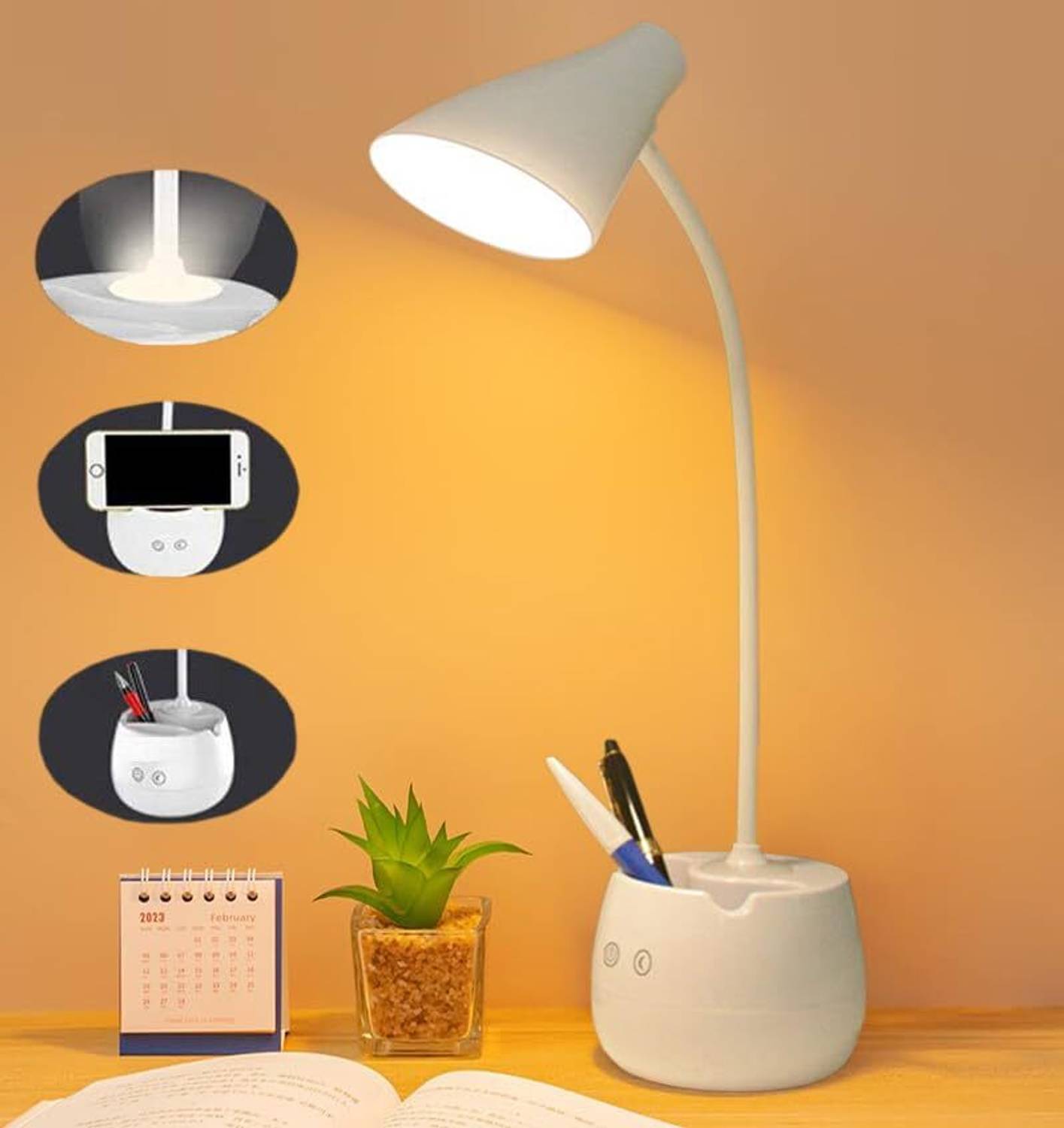 FIRSTLIKE 360 Degree Flexible Desk Lamp with Night Lamp, Advanced