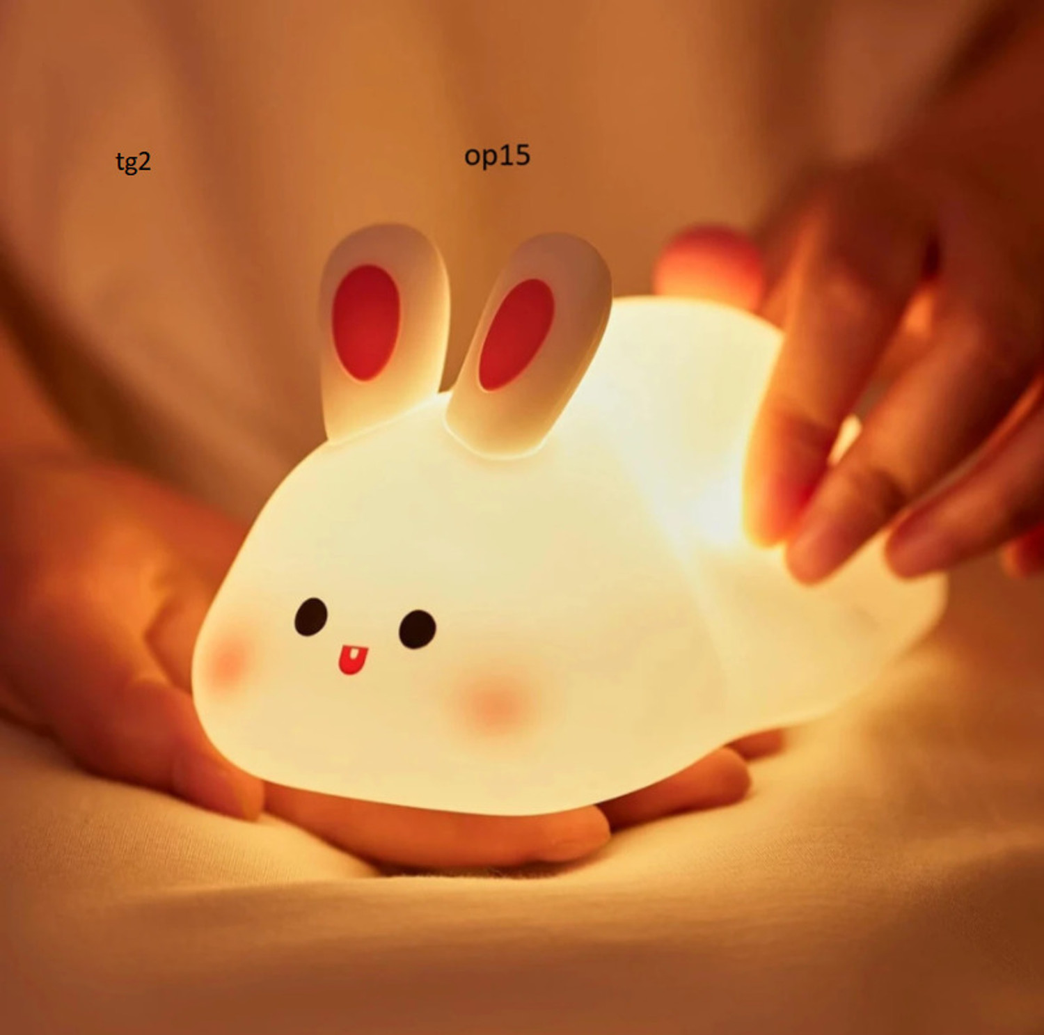 Image of morbee Big Face Rabbit Night Light, Cute Bunny Gifts, Silicone Squishy Rabbit Lamp tg2 Night Lamp