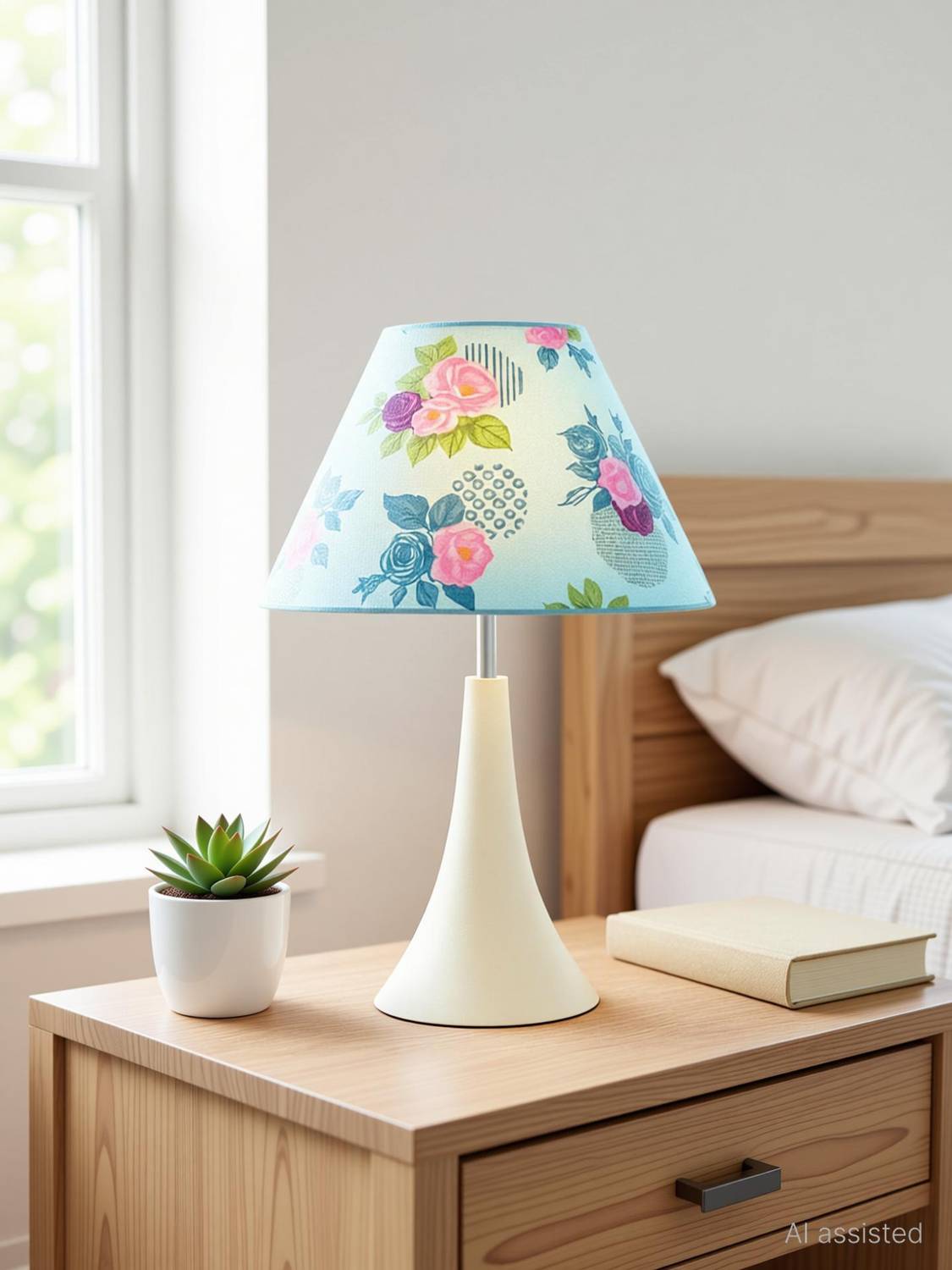 Glowhere Modern Farmhouse Lamp, Rose Cone Shade for Nightstand &