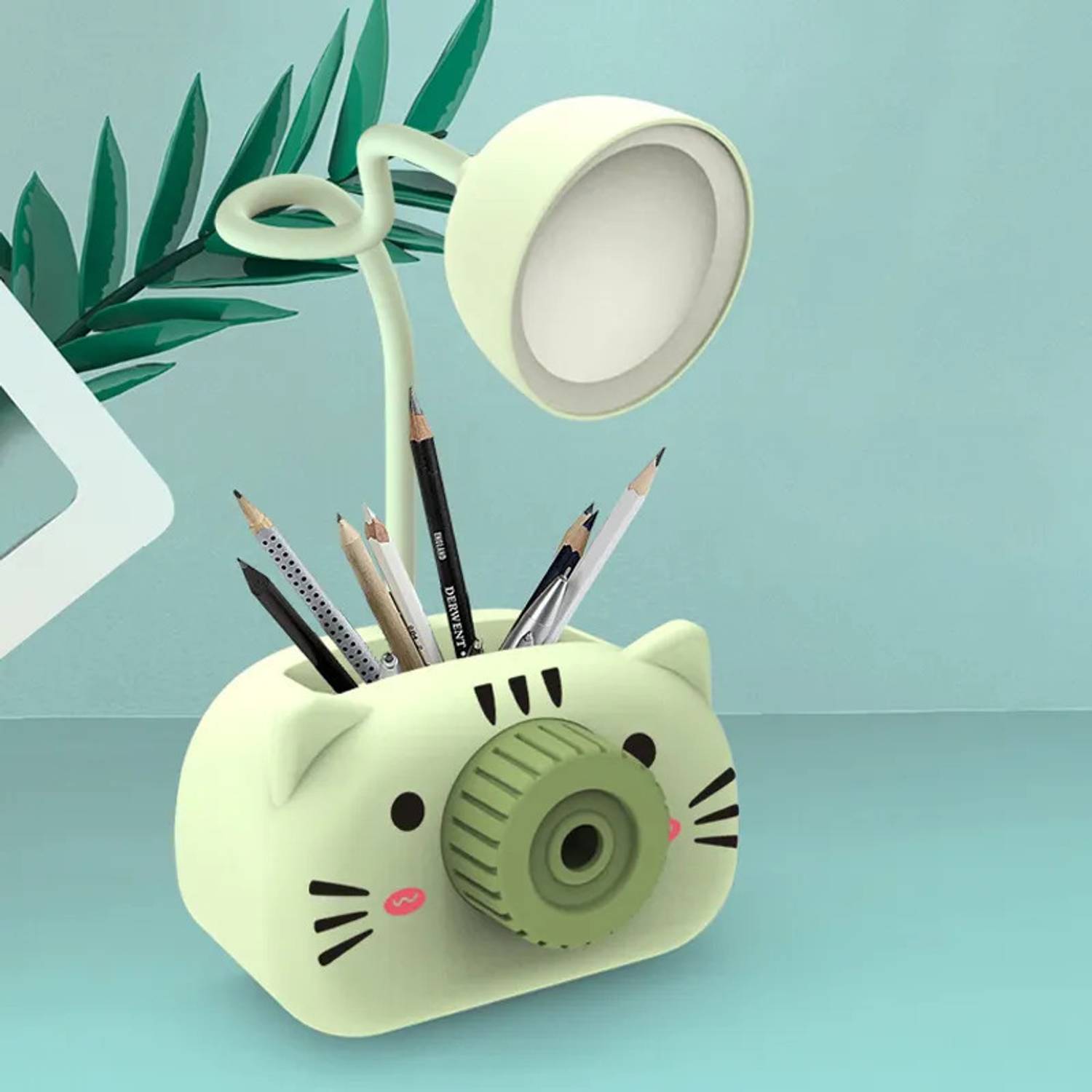 AKR 4in1 Camera Shaped Rechargeable Lamp with Sharpener Pen Stand