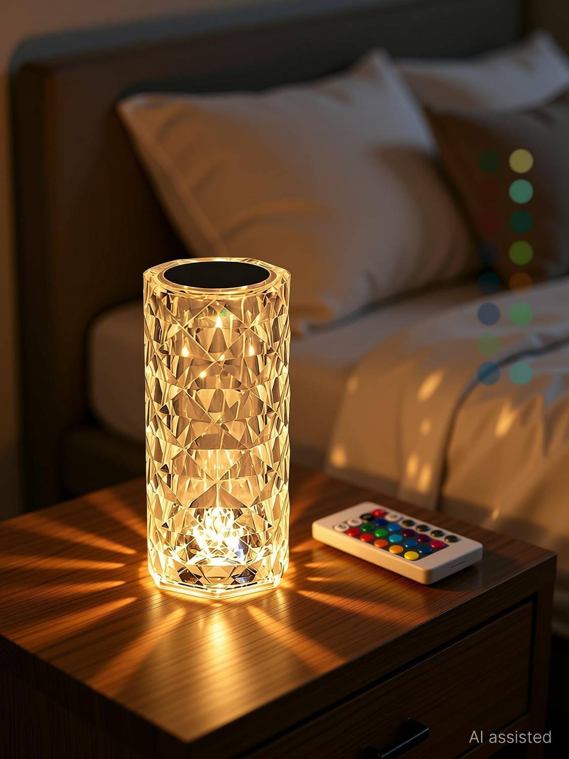 APEROL DESIGN Crystal Diamond Table Lamp Dimmable Touch and Remote Control Romantic 16 Color Table Lamp