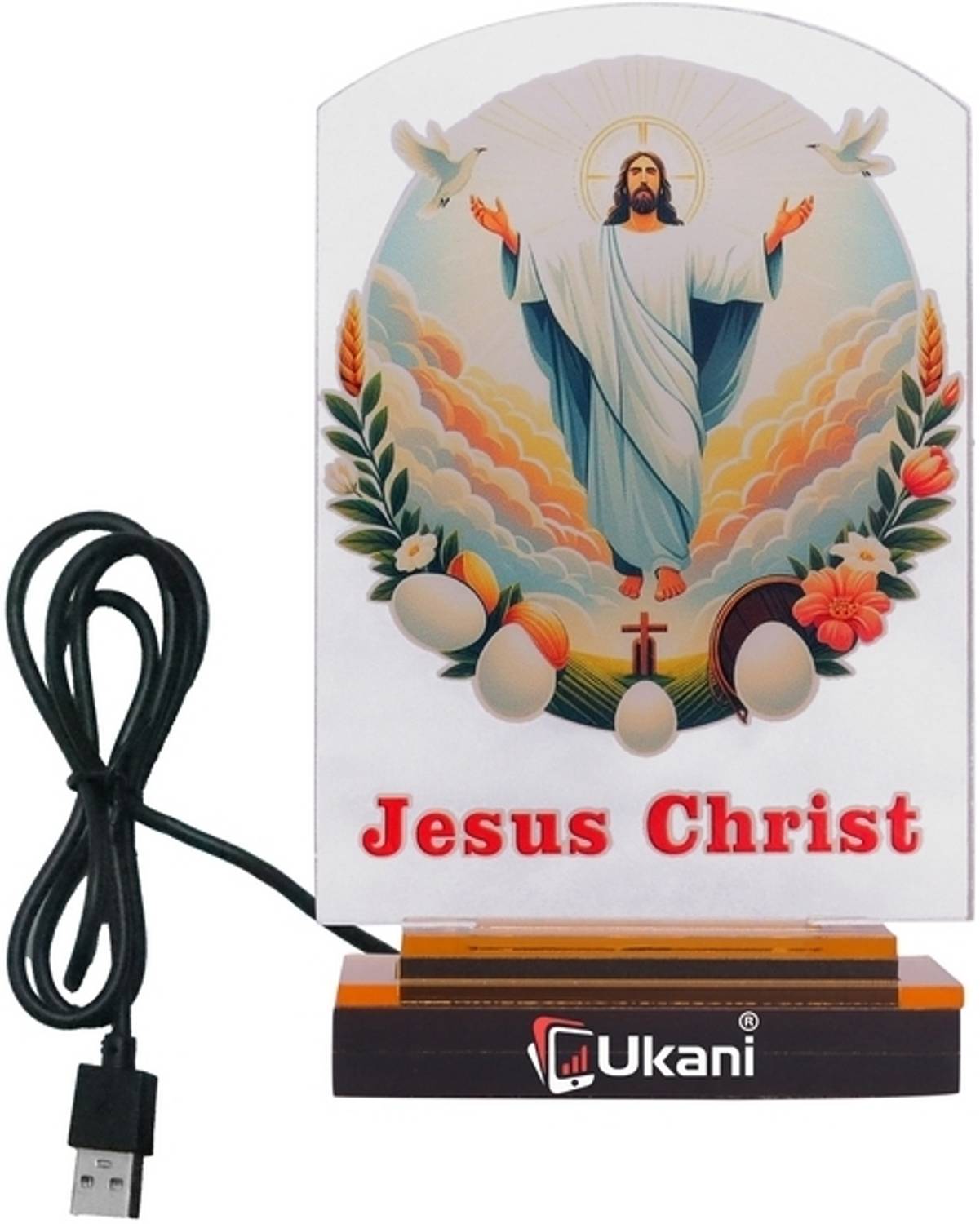 UKANI UV Printed USB JESUS CHRIST Lamp for Car/Gift/Table Top Tab