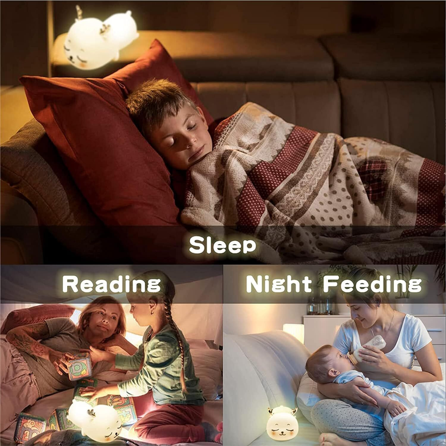 Image of LAMAJ Deer Silicone Night Light LED Soft Touch Lovely Room Light for Kids Night Lamp