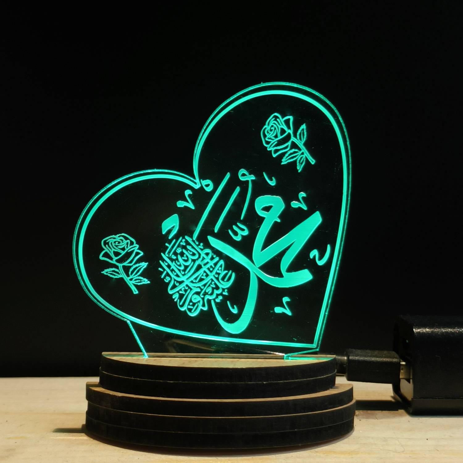 Lampada 3D islamica Muhammad Night Light Alimentazione USB 7 colori Incredibile illusione ottica 3D LED Forme della lampada Camera da letto per bambini Regali di compleanno