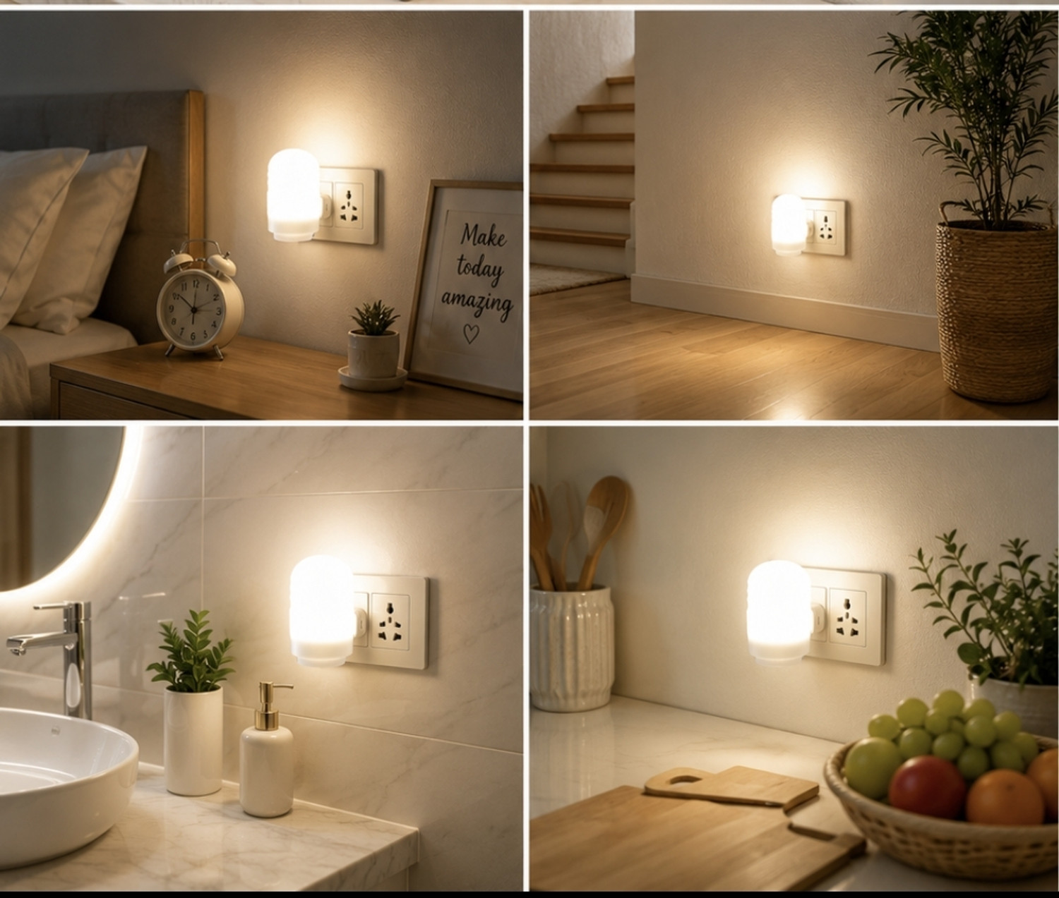 Image of Asonn LED Night Lamp Set of 4 | Bright, Safe & Energy Efficient Home Lighting Night Lamp