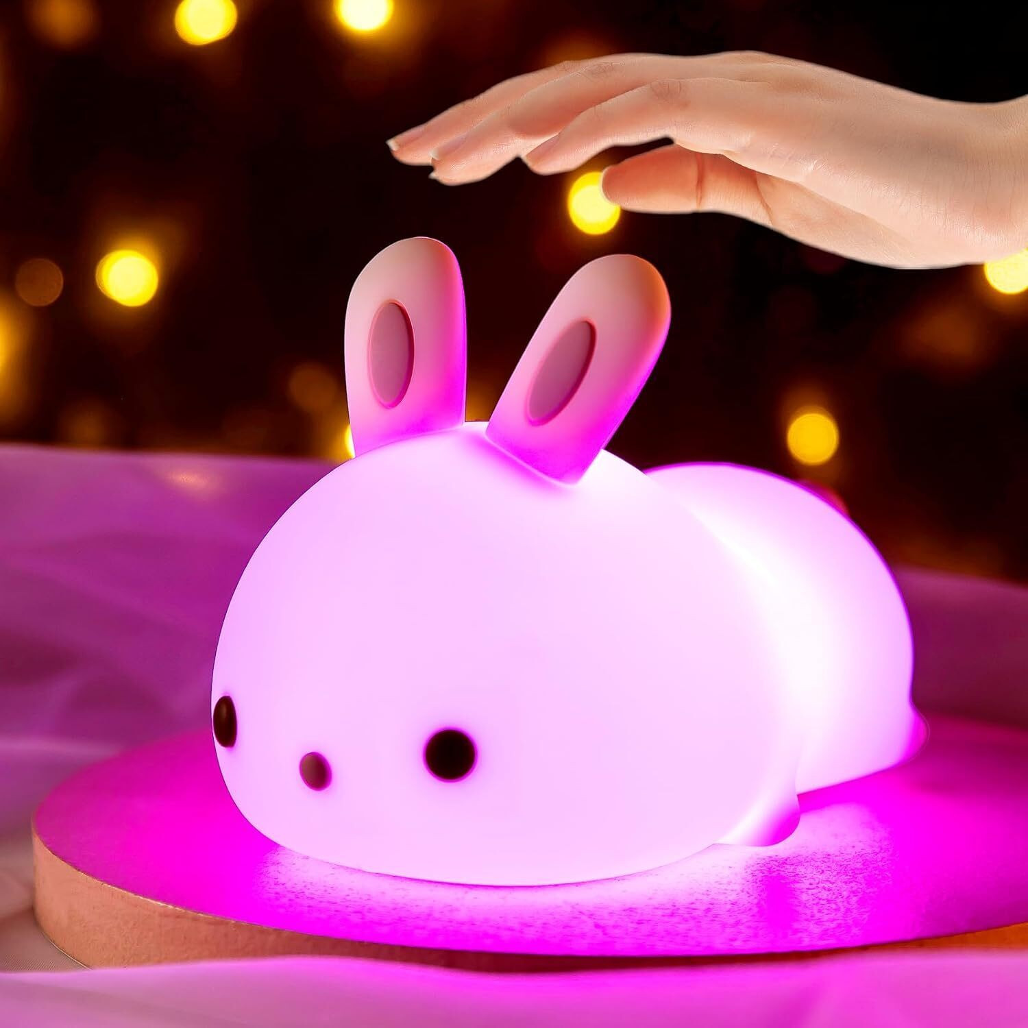 Image of JNSM Bunny Night Light for Kids,Cute Lamp Silicone Baby Night Light with Touch Sensor Night Lamp