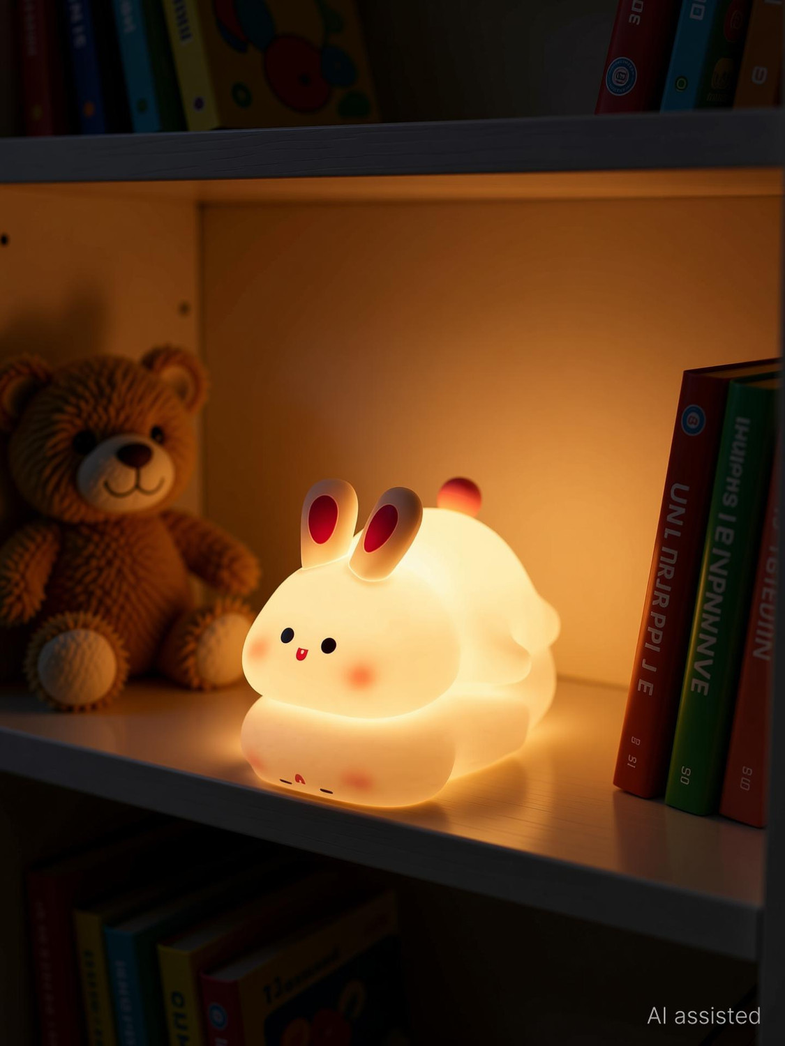 Image of DIKUJI ENTERPRISE Cute Rabbit Night Light, USB Rechargeable, Changing Light, Room Decor Night Lamp Night Lamp
