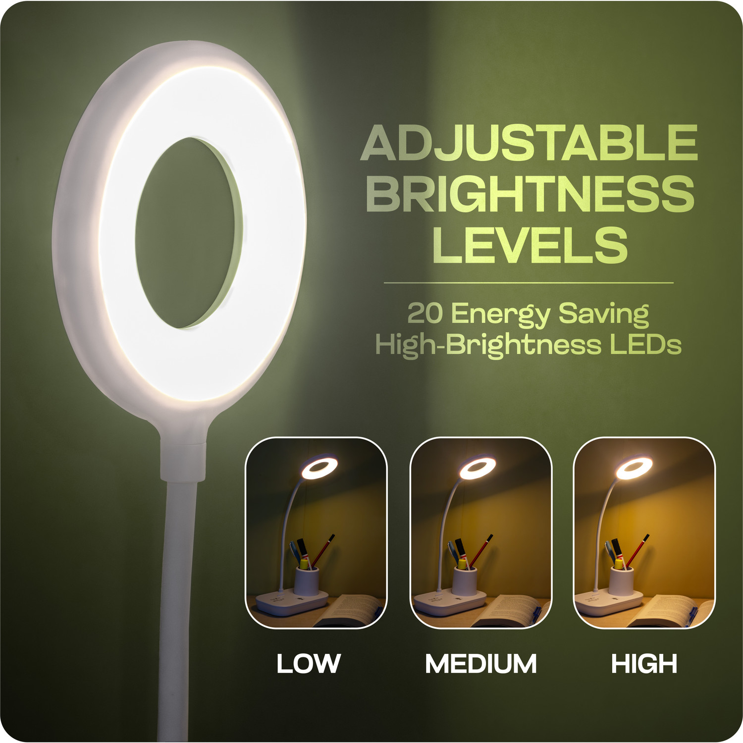 Image of WEIRD WOLF 3 Colour Mode Type- C Rechargeable Table Lamp for Study, Flexible Gooseneck LED Table Lamp
