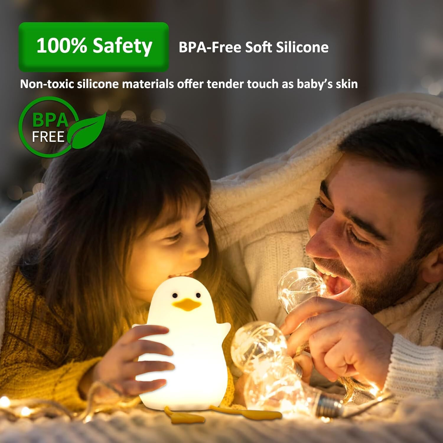 Image of NAIRO Silicone Duck Night Lamp Touch-Control LED Light | Color-Changing Safe for Kids Night Lamp