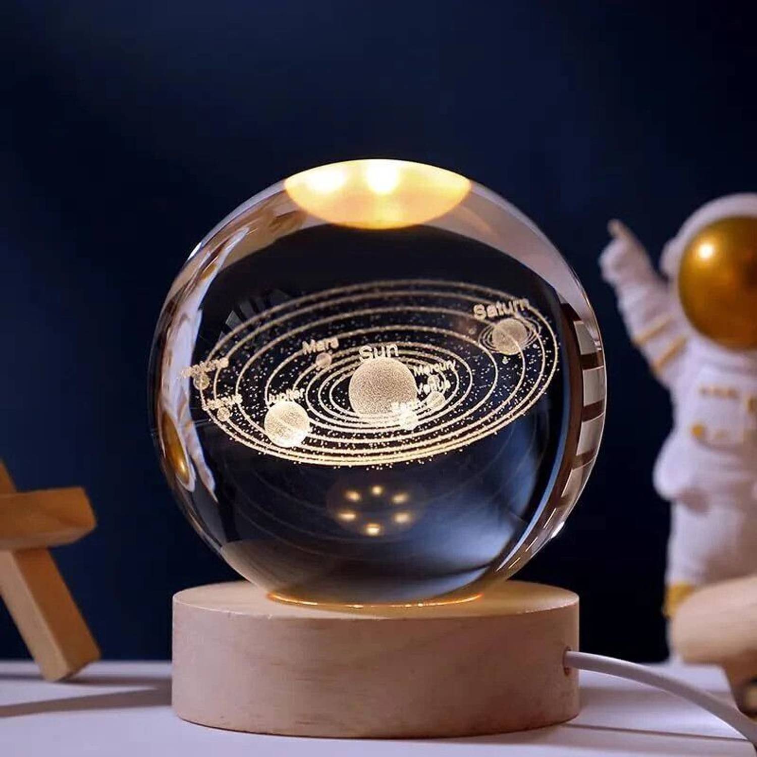 TRINGDOWN 3D GALAXY CRYSTAL BALL LIGHT Night Lamp (9 cm, Multicol
