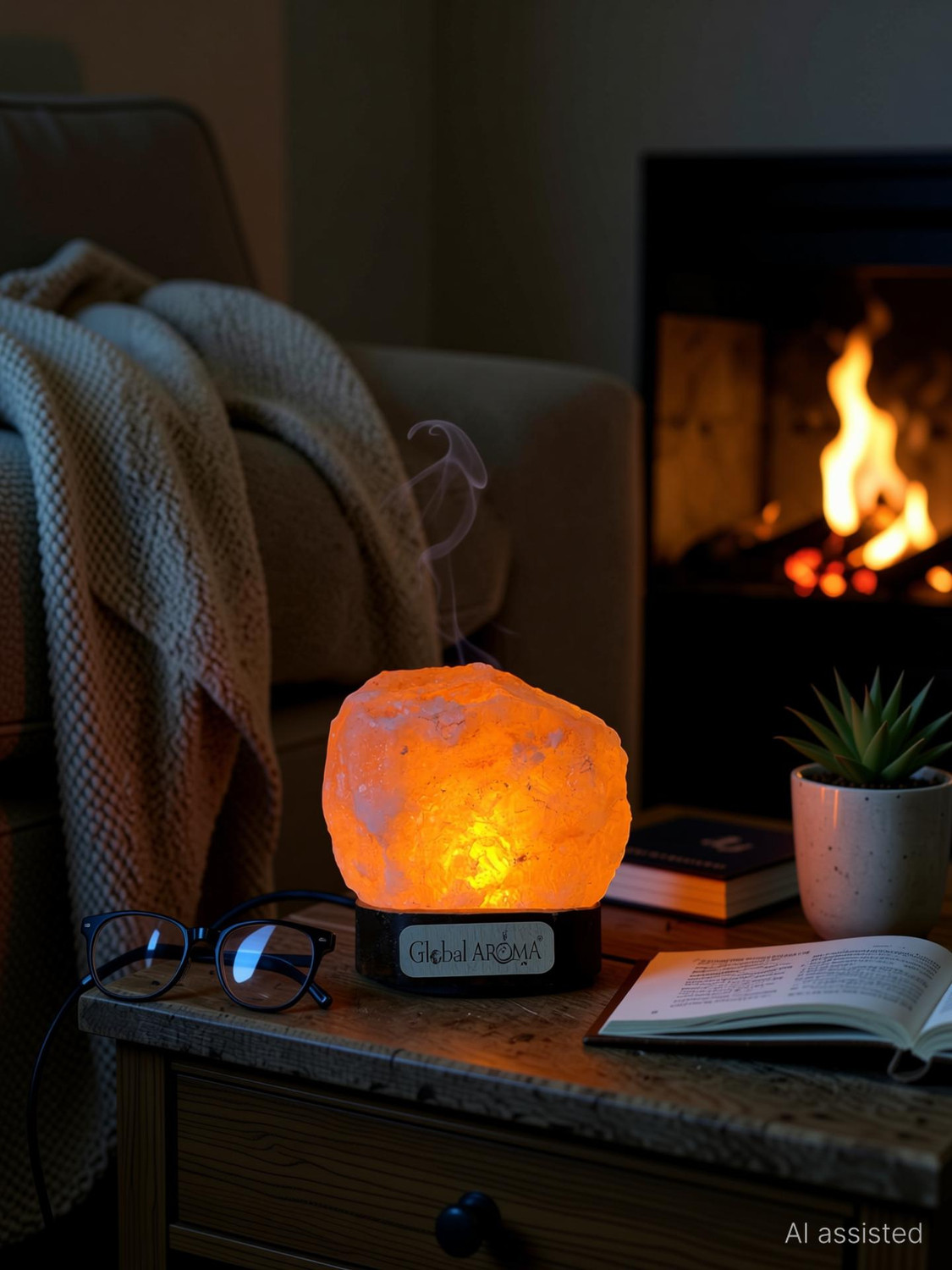 Image of GLOBAL AROMA Natural Himalayan Rock Salt Lamp for Positive Energy, Vastu ,Feng Shui Night Lamp