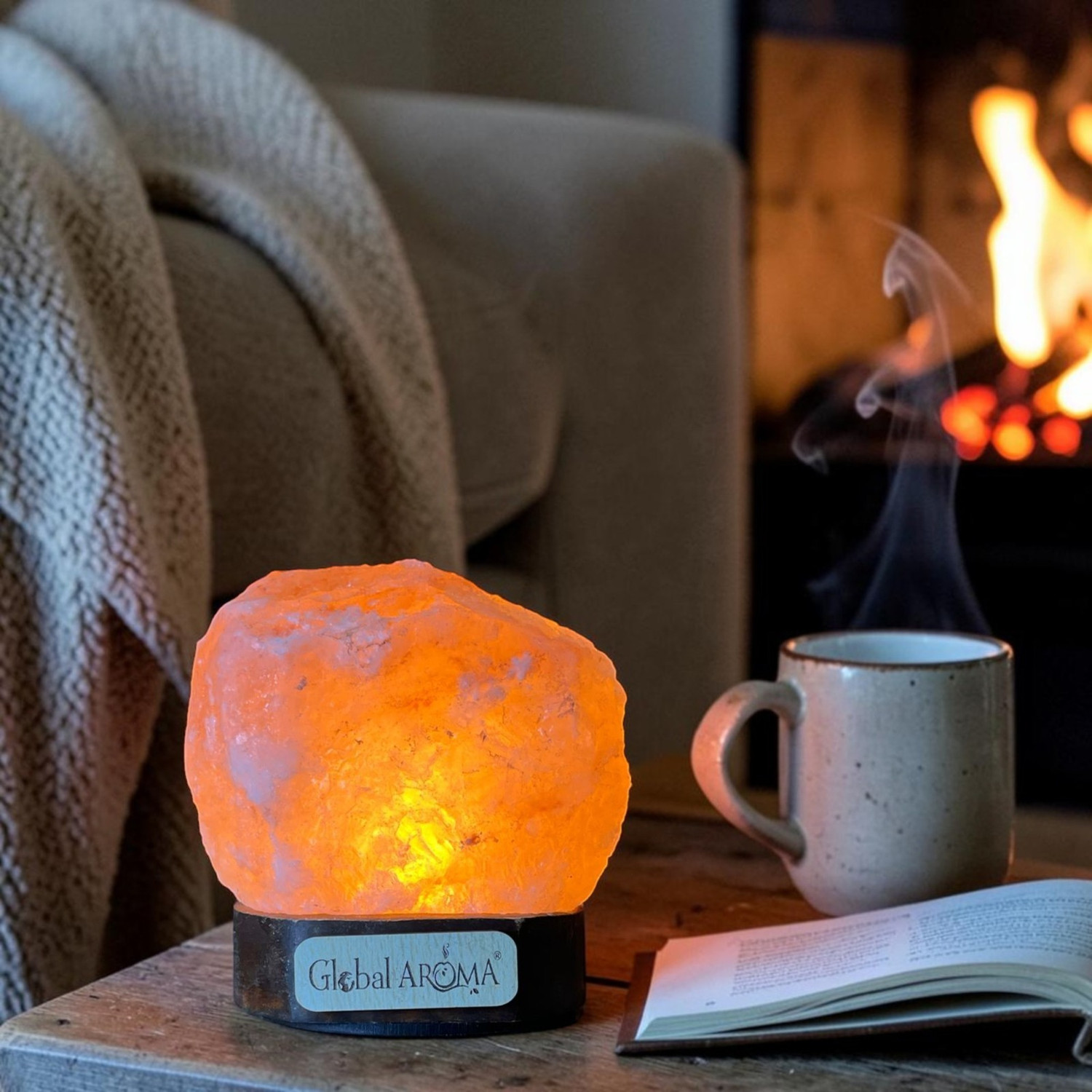 Image of GLOBAL AROMA Natural Himalayan Rock Salt Lamp for Positive Energy, Vastu ,Feng Shui Night Lamp