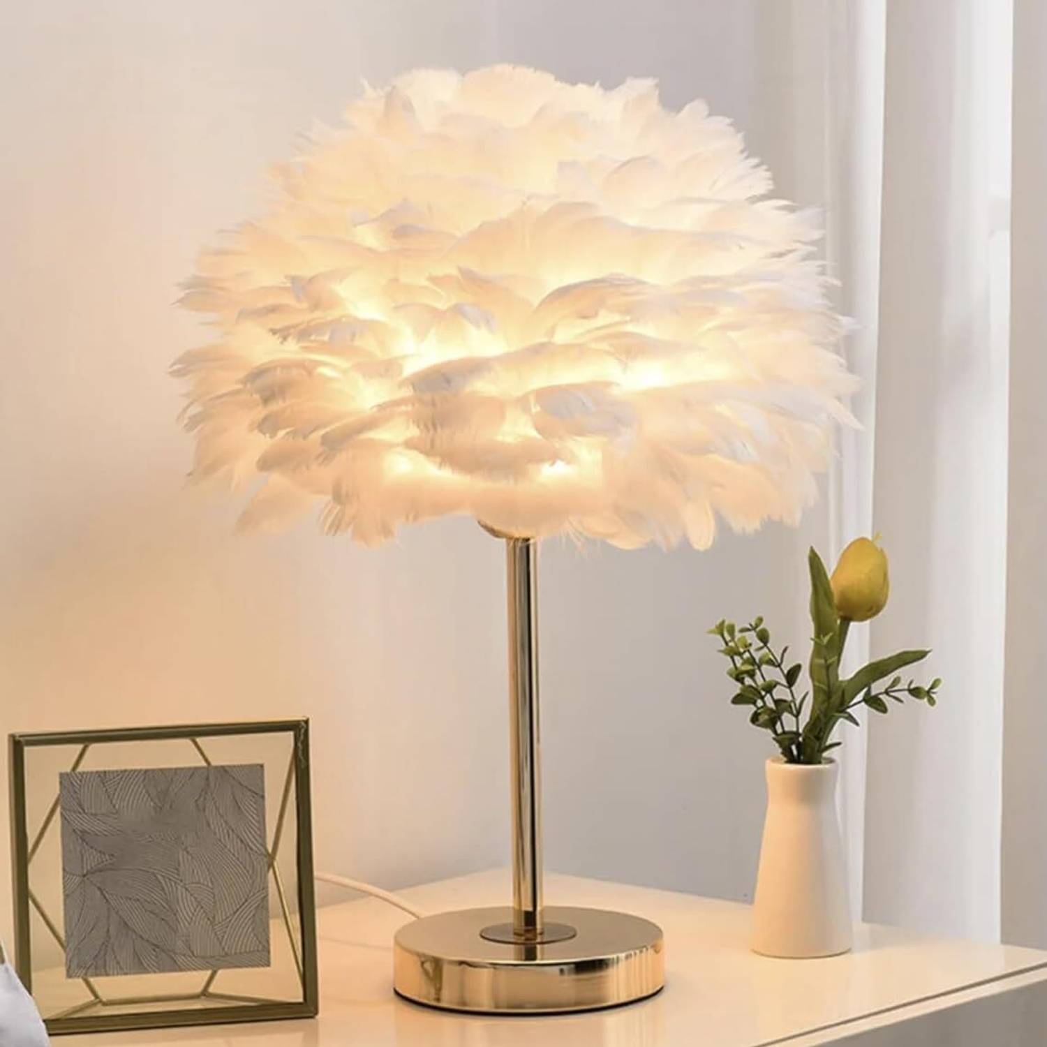 AAKIKI Night Light Lampshade for Bedside Home Room Decor White Ta