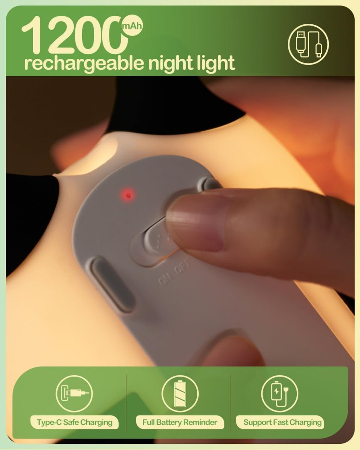 Image of YIQELU Panda Night Light for Kids, Cute Silicone Nursery Lamp for Baby and Toddler Night Lamp
