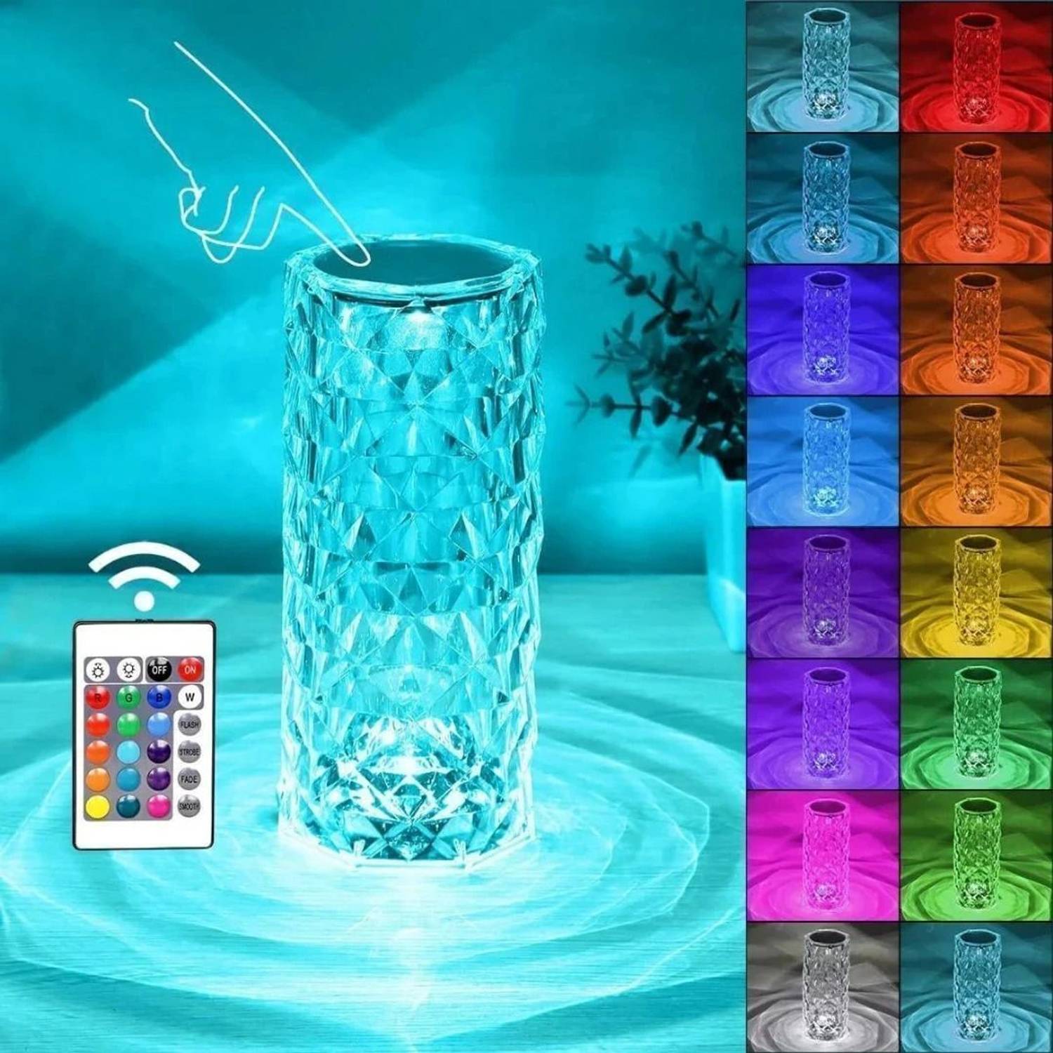 RG GROUP Lamp,16 Color Changing Crystal Diamond Table Lamp,USB Re
