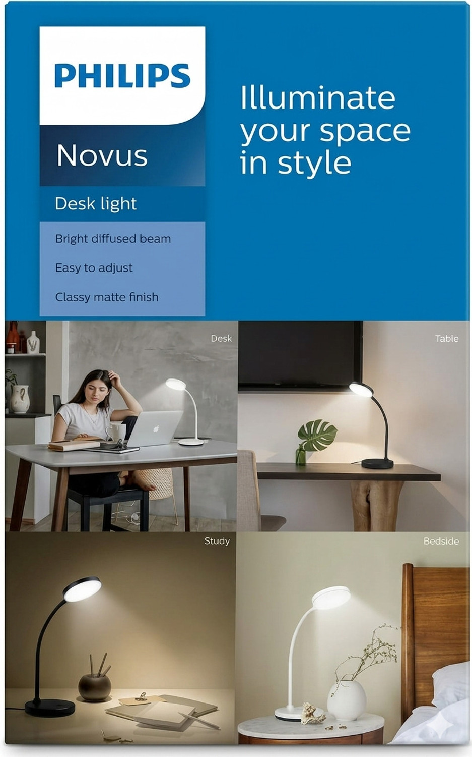 Image of PHILIPS Novus LED Desk Light / Study Lamp !FULLY ADJUSTABLE DESIGN Study Lamp