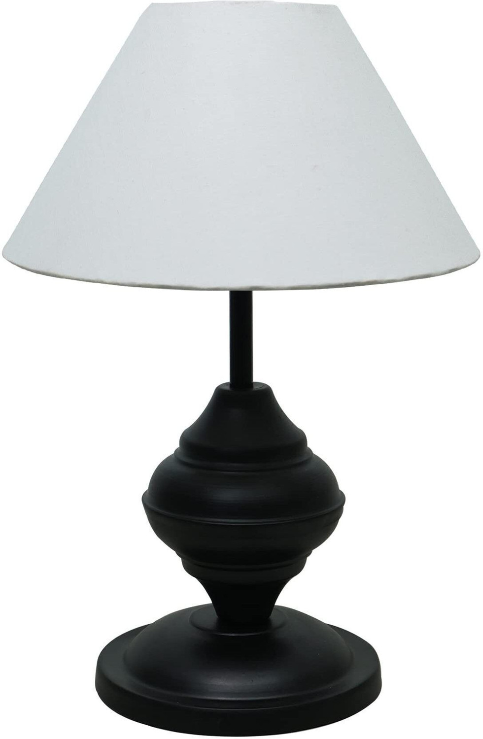 Image of Glowhere Modern Black Urn Table Lamp, White Cone Shade for Bedroom & Living Room Table Lamp