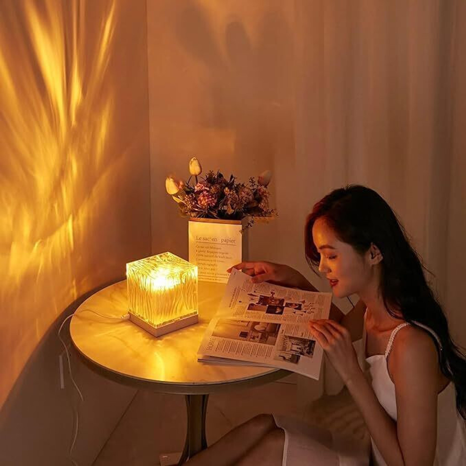 Image of AADGEX Ocean Wave Water Night Light Projector 3D Water Wave Effect Table Lamp