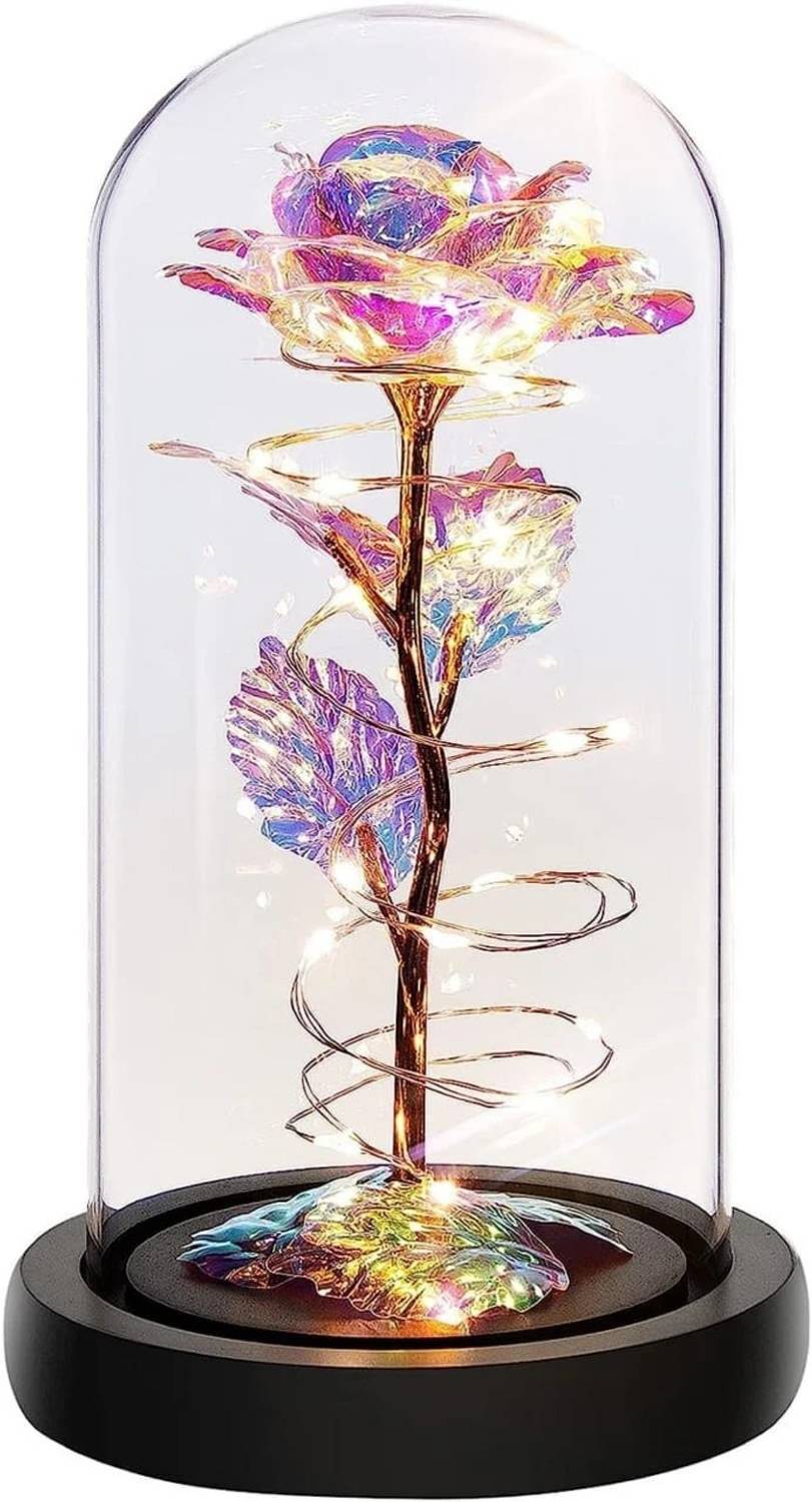 ❦ベル LEDライト/ルームフレグランス FLOWER PRINCESS BIYALI Rose in Glass Dome with Gift Box with LED Lights Forever
