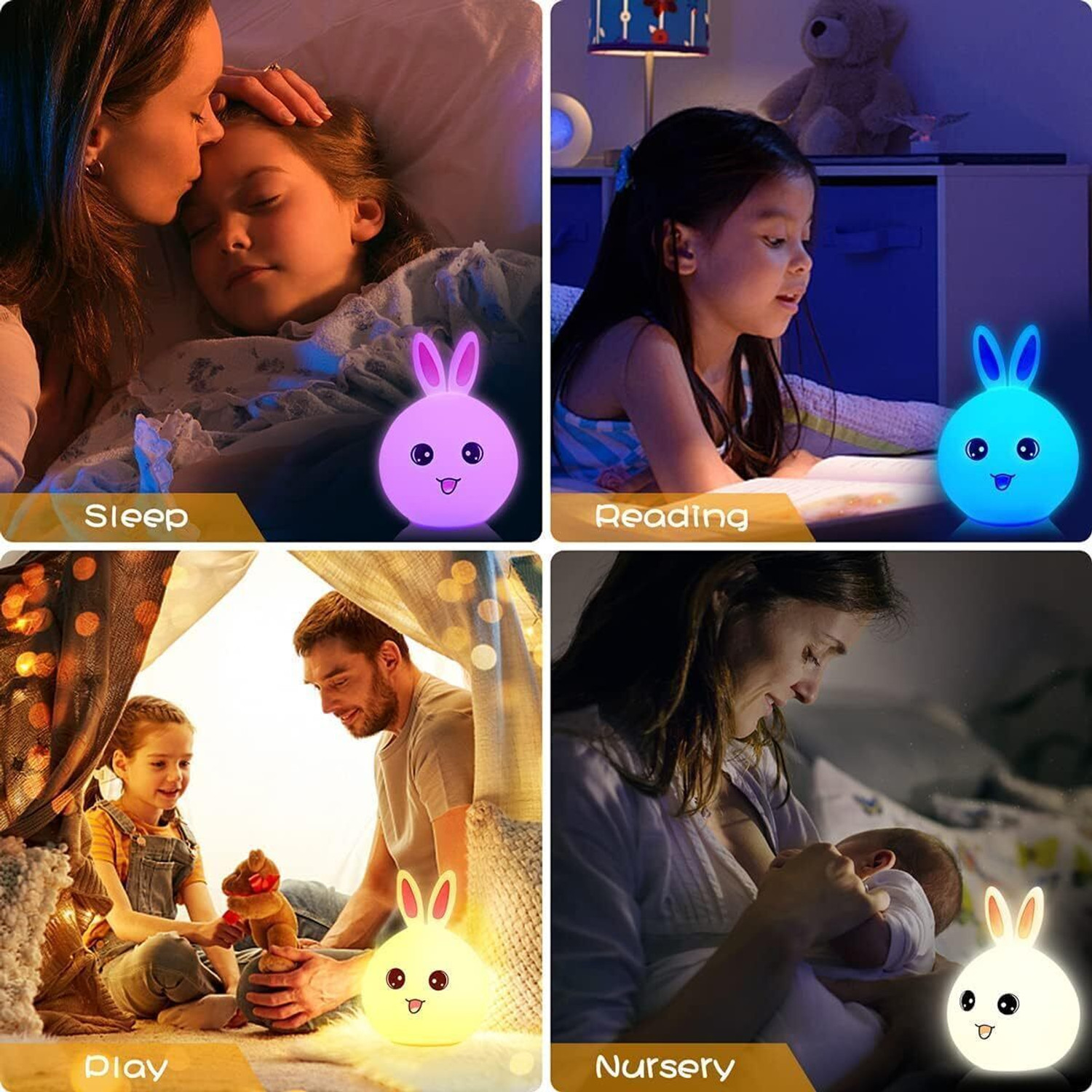 Image of Sarang Night Lamp For Kids,Silicone Cute Little Rabbit LED Table Lamp Night Lamp