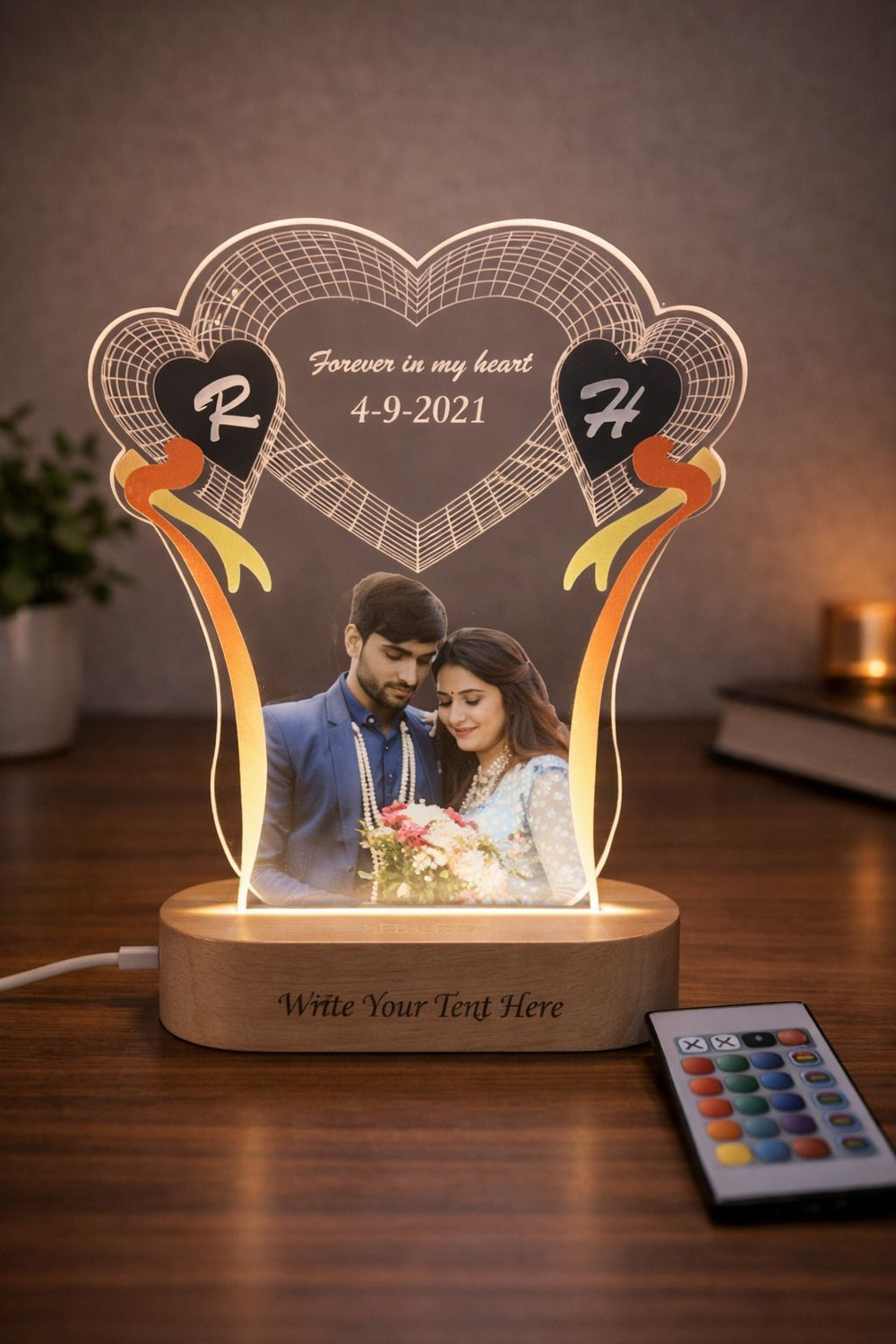 Image of Shayona Acrylic Night Lamp with 5 Color Changing you are my love Night Lamp Night Lamp