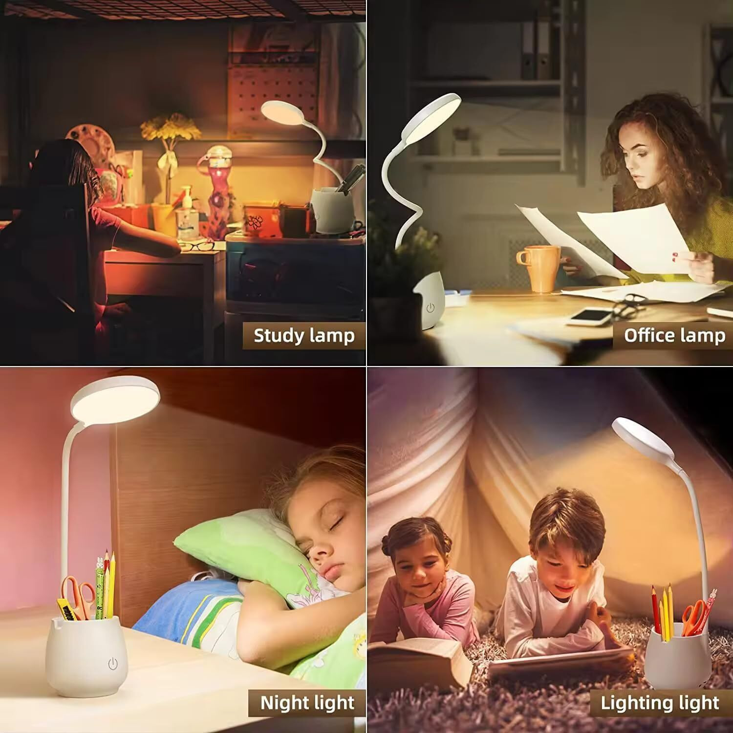 Image of CRENTILA 3 Colour Mode Rechargeable LED Study /Table /Desk Lamp for study | with Pen Holder Study Lamp