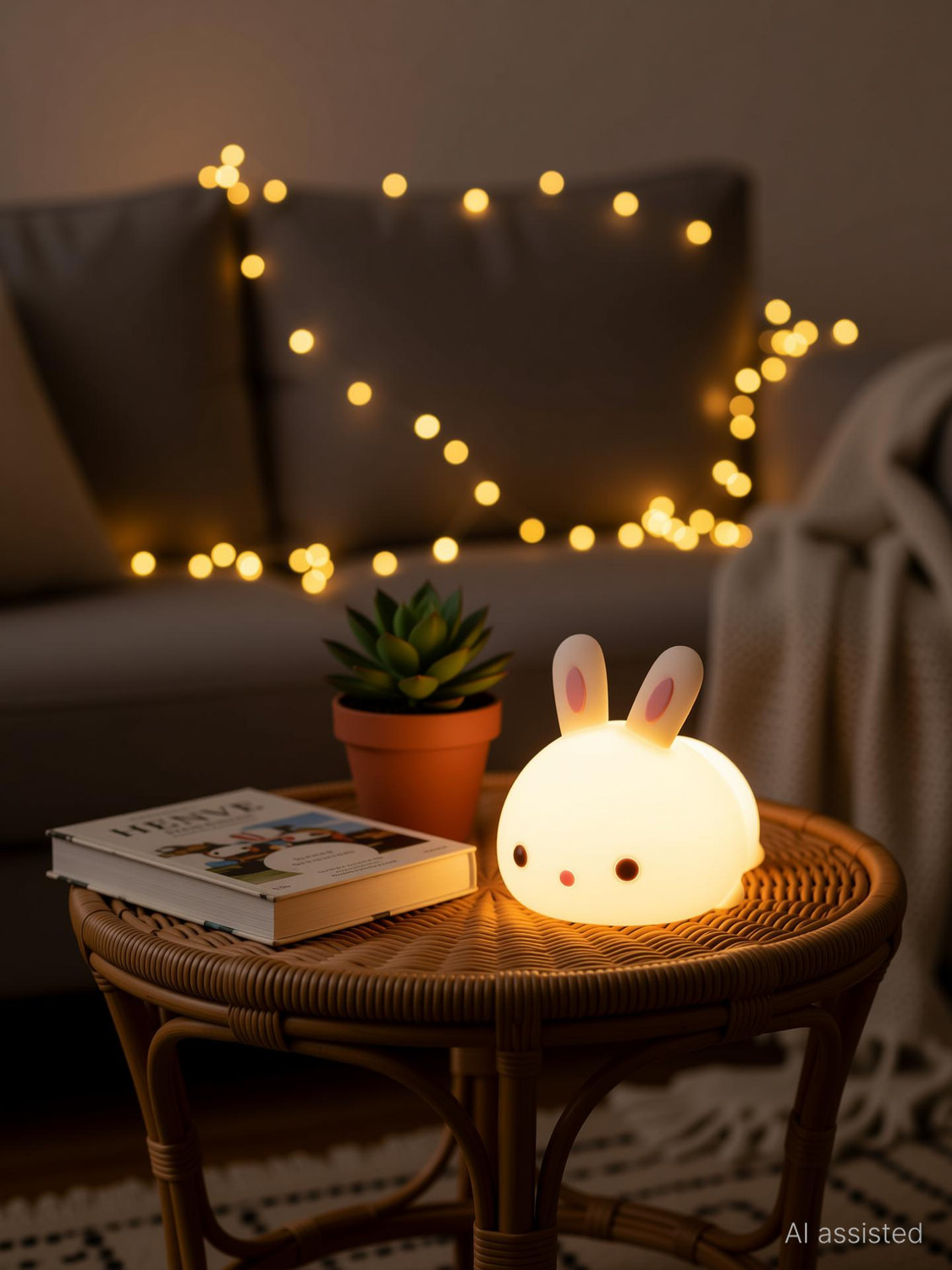 Image of HENVE Silicone Bunny Night Light,Squishy Lamp Home Decor Bedside Lamp ForKids,Nursery Night Lamp