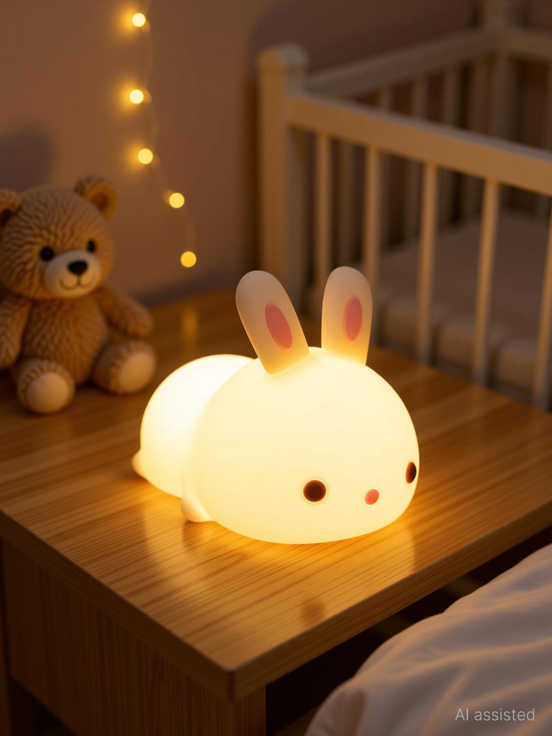 Image of HENVE Silicone Bunny Night Light,Squishy Lamp Home Decor Bedside Lamp ForKids,Nursery Night Lamp