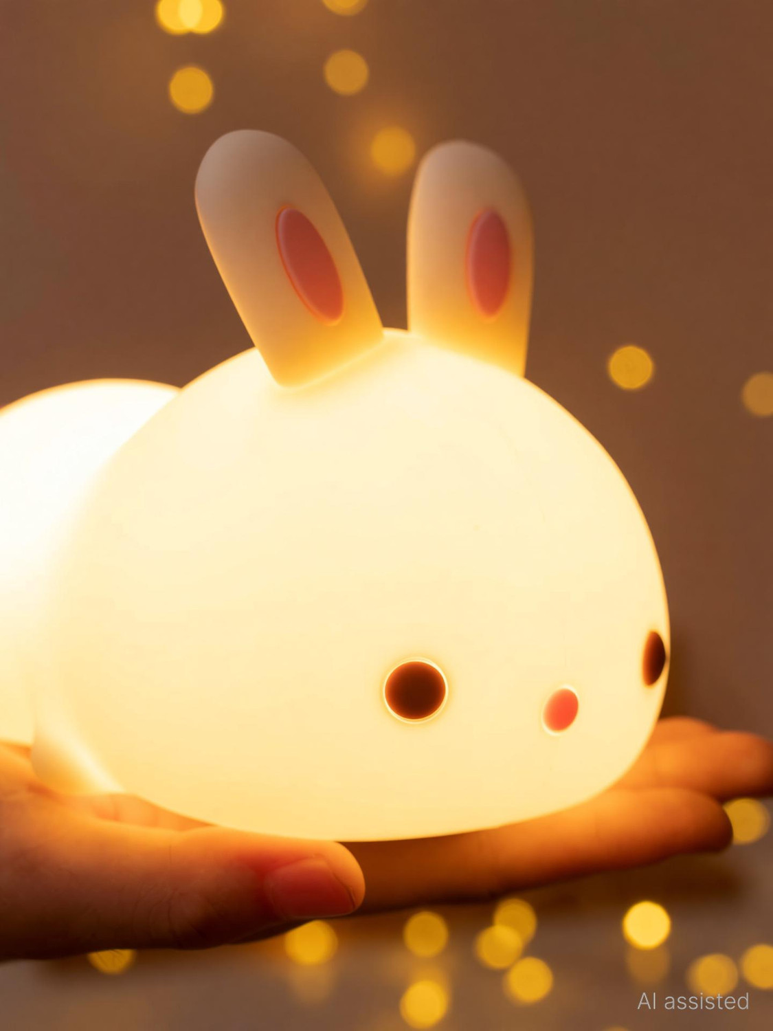 Image of HENVE Silicone Bunny Night Light,Squishy Lamp Home Decor Bedside Lamp ForKids,Nursery Night Lamp