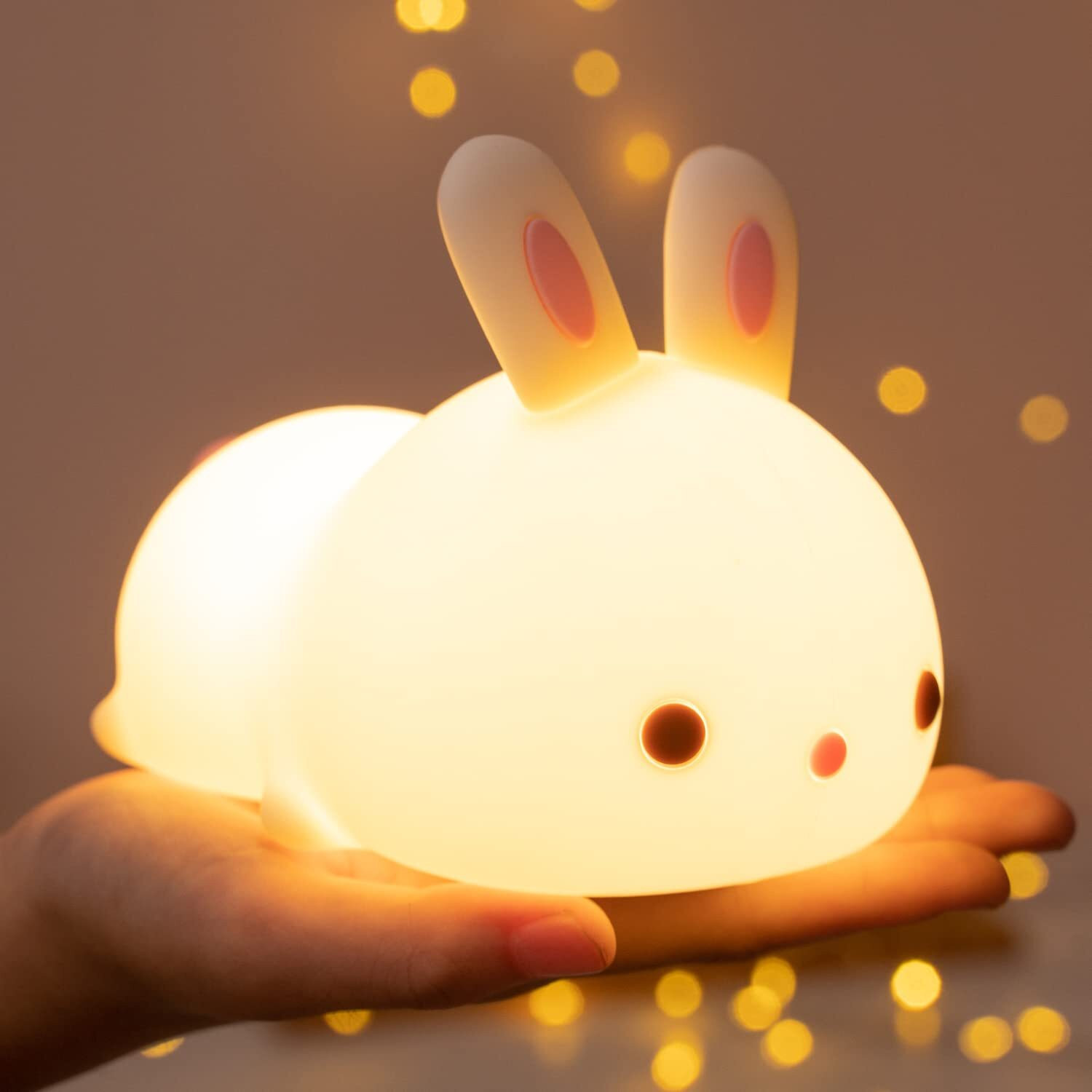 Image of HENVE Silicone Bunny Night Light,Squishy Lamp Home Decor Bedside Lamp ForKids,Nursery Night Lamp