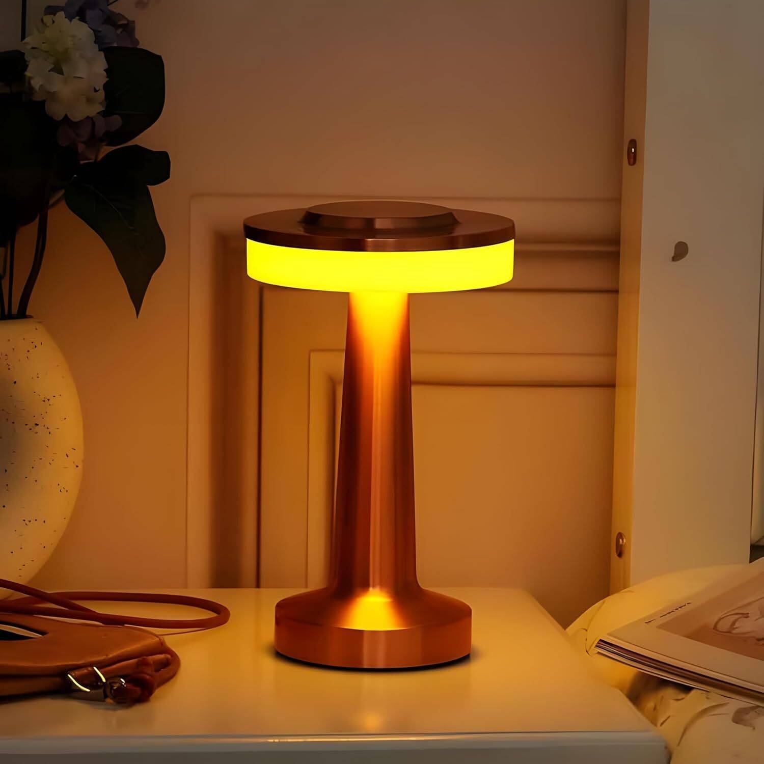 SHOPPOFOBIX Table Lamp, 3-Colour Brightness, Bedside USB Charging