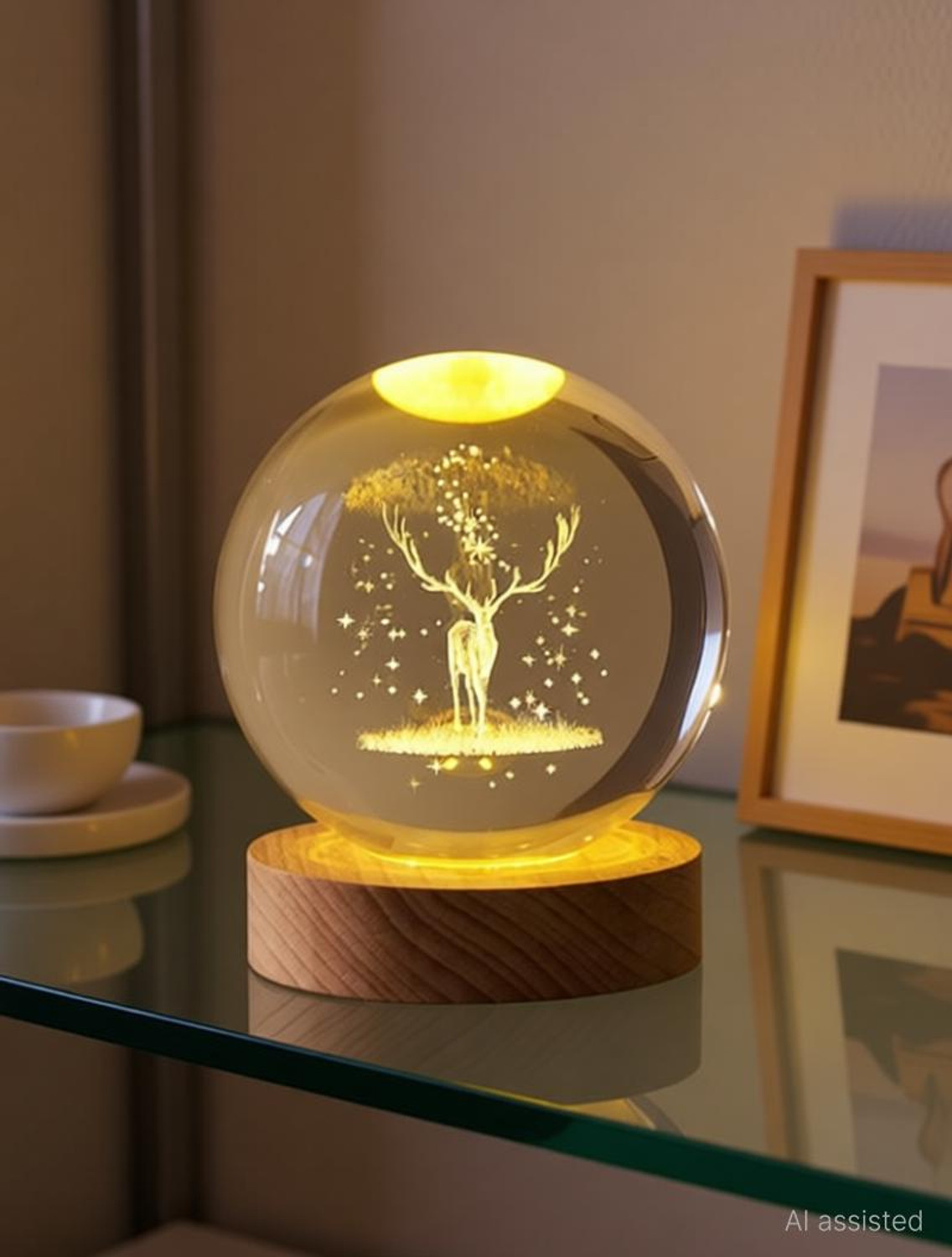 Image of mikworld Deer Crystall Ball for Home Decor Creative Crystal Ball,USB LED Crystal Ball Night Lamp