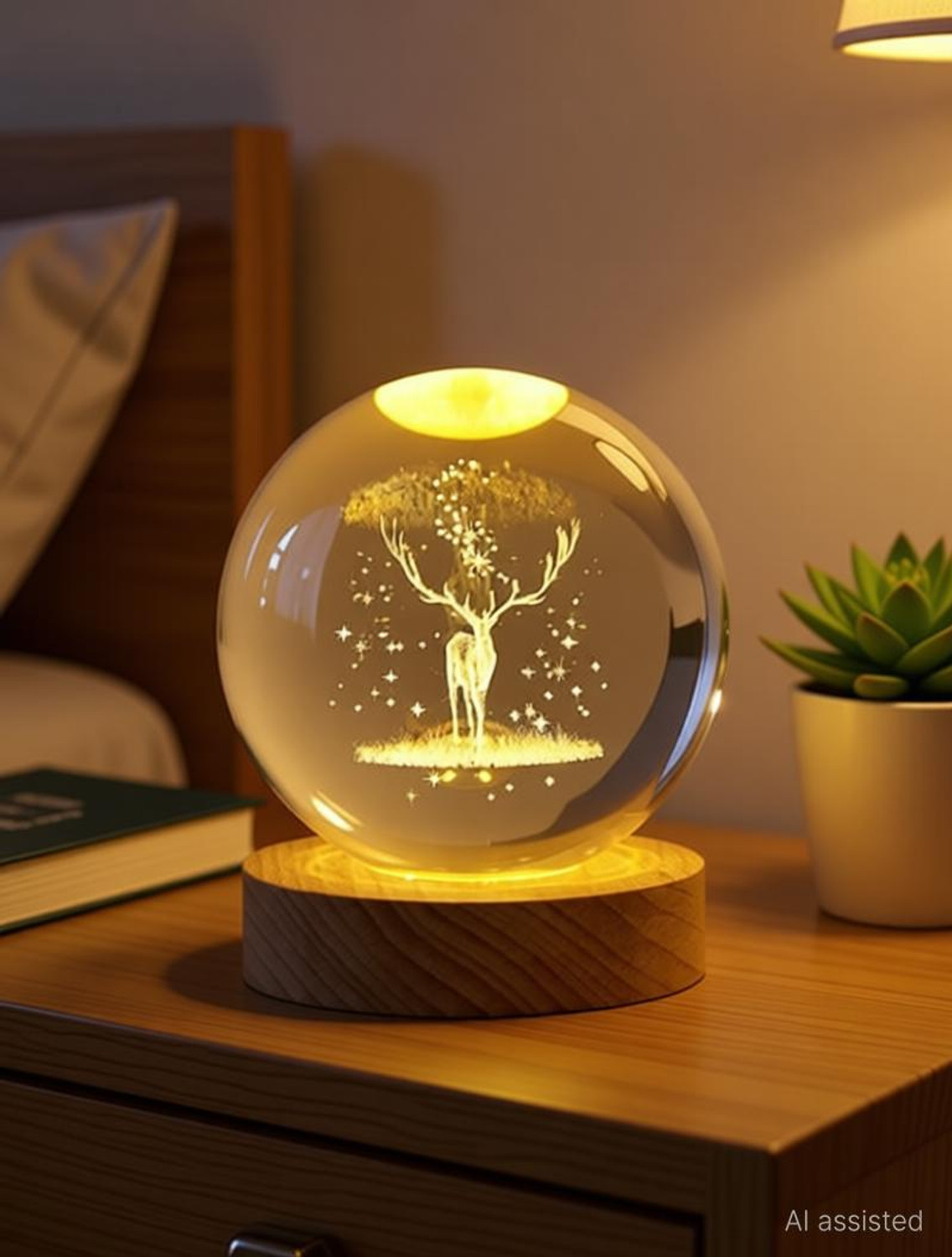 Image of mikworld Deer Crystall Ball for Home Decor Creative Crystal Ball,USB LED Crystal Ball Night Lamp