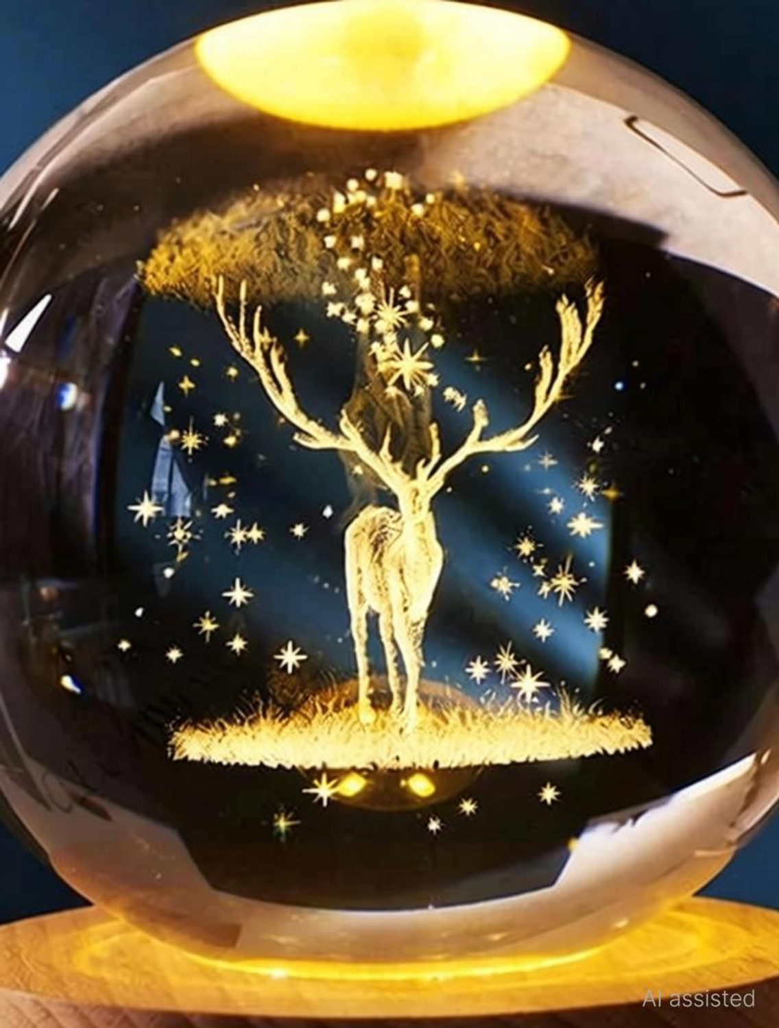 Image of mikworld Deer Crystall Ball for Home Decor Creative Crystal Ball,USB LED Crystal Ball Night Lamp