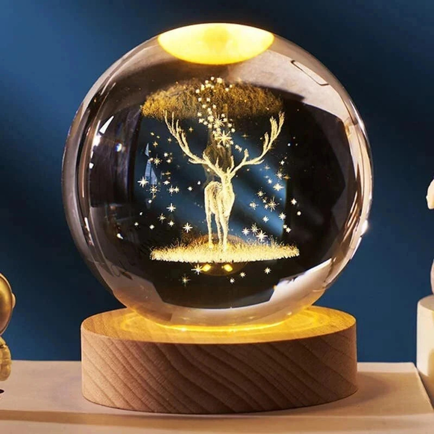 Image of mikworld Deer Crystall Ball for Home Decor Creative Crystal Ball,USB LED Crystal Ball Night Lamp