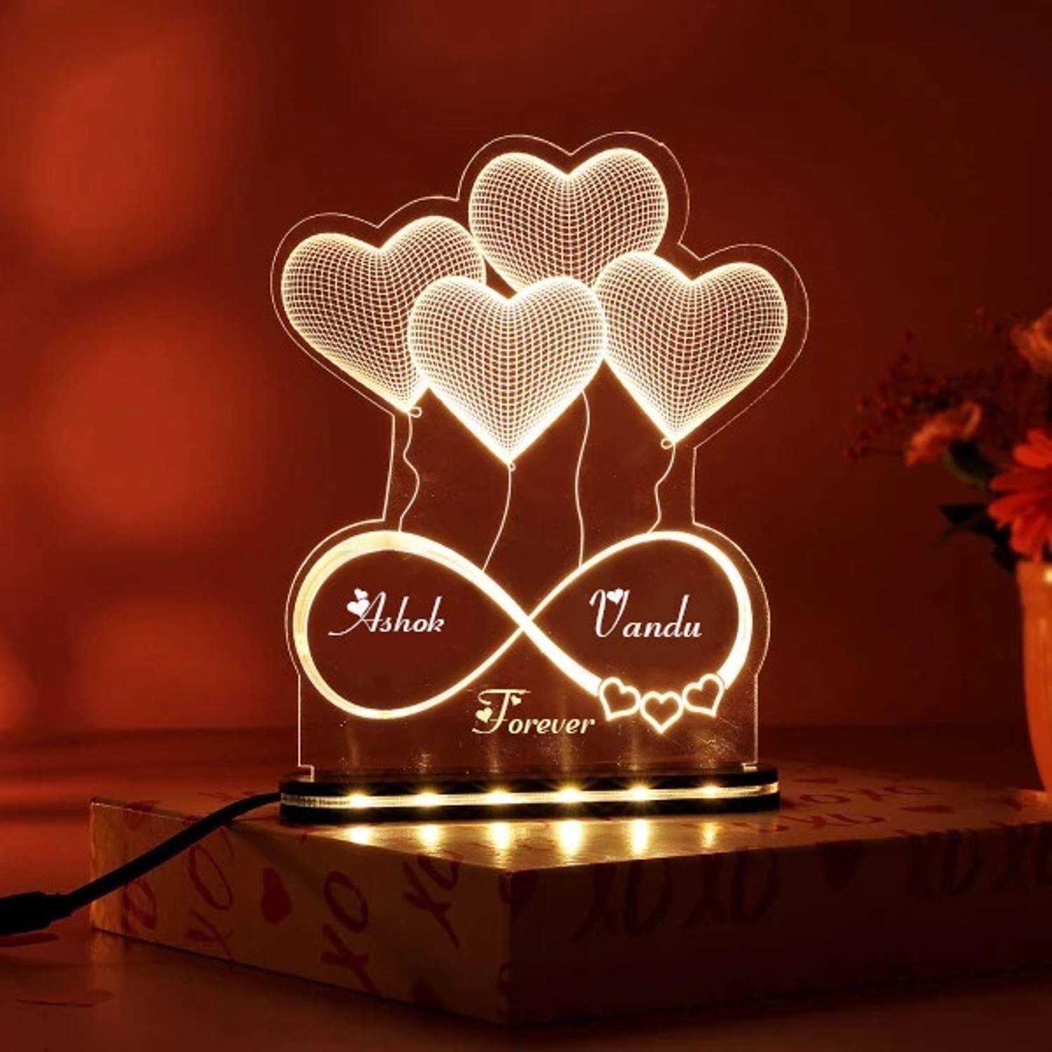 iMPACTGift 3D Personalized Name Engraved Acrylic LED lamp Gifts f