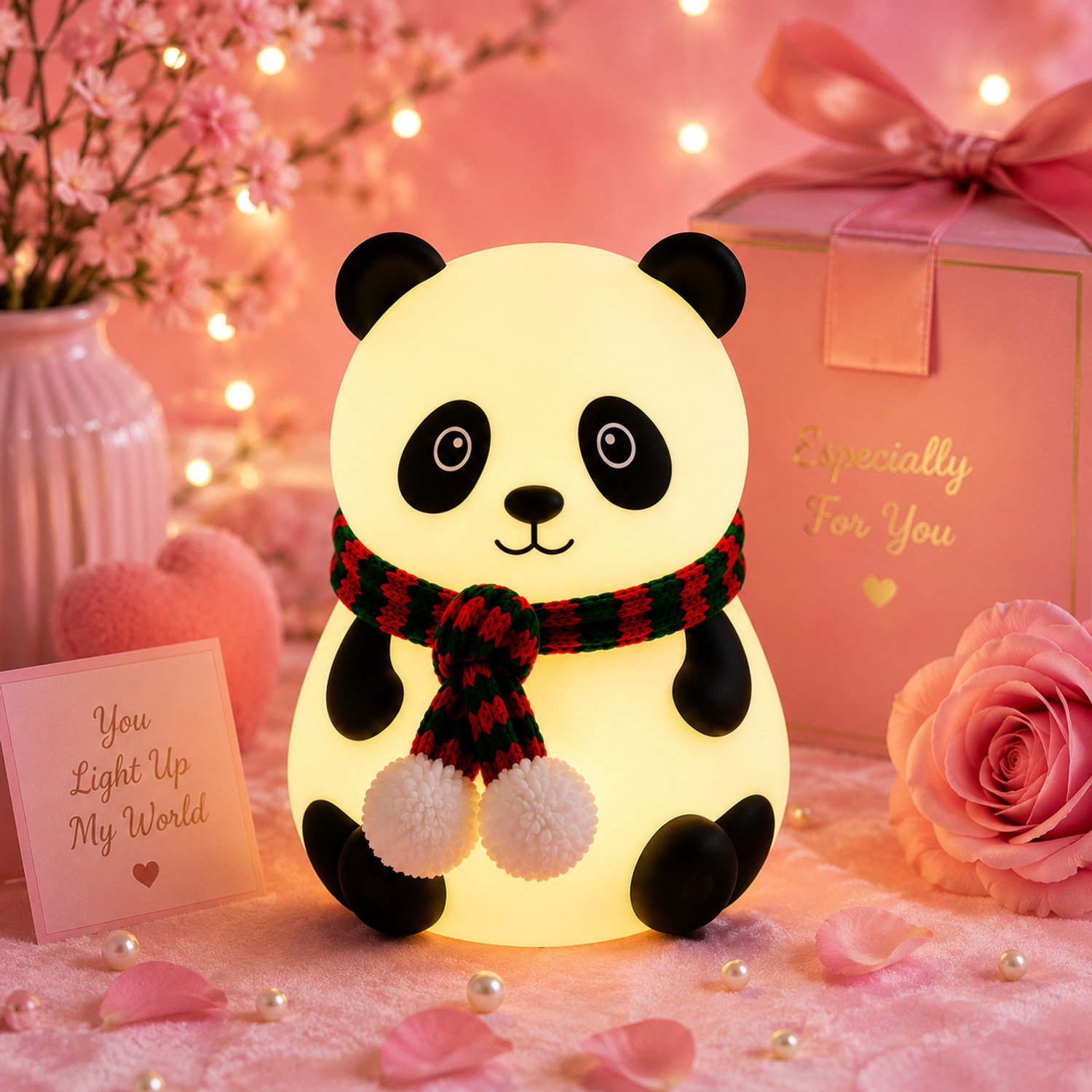Image of XAMILE Cute Panda Sleeping Lamp Rechargeable LED Silicone Night Light for Kids Bedroom Night Lamp