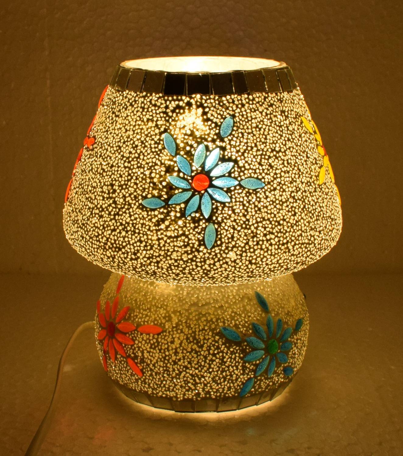 DONERIA Mosaic Glass Table Lamp (17 cm, White)